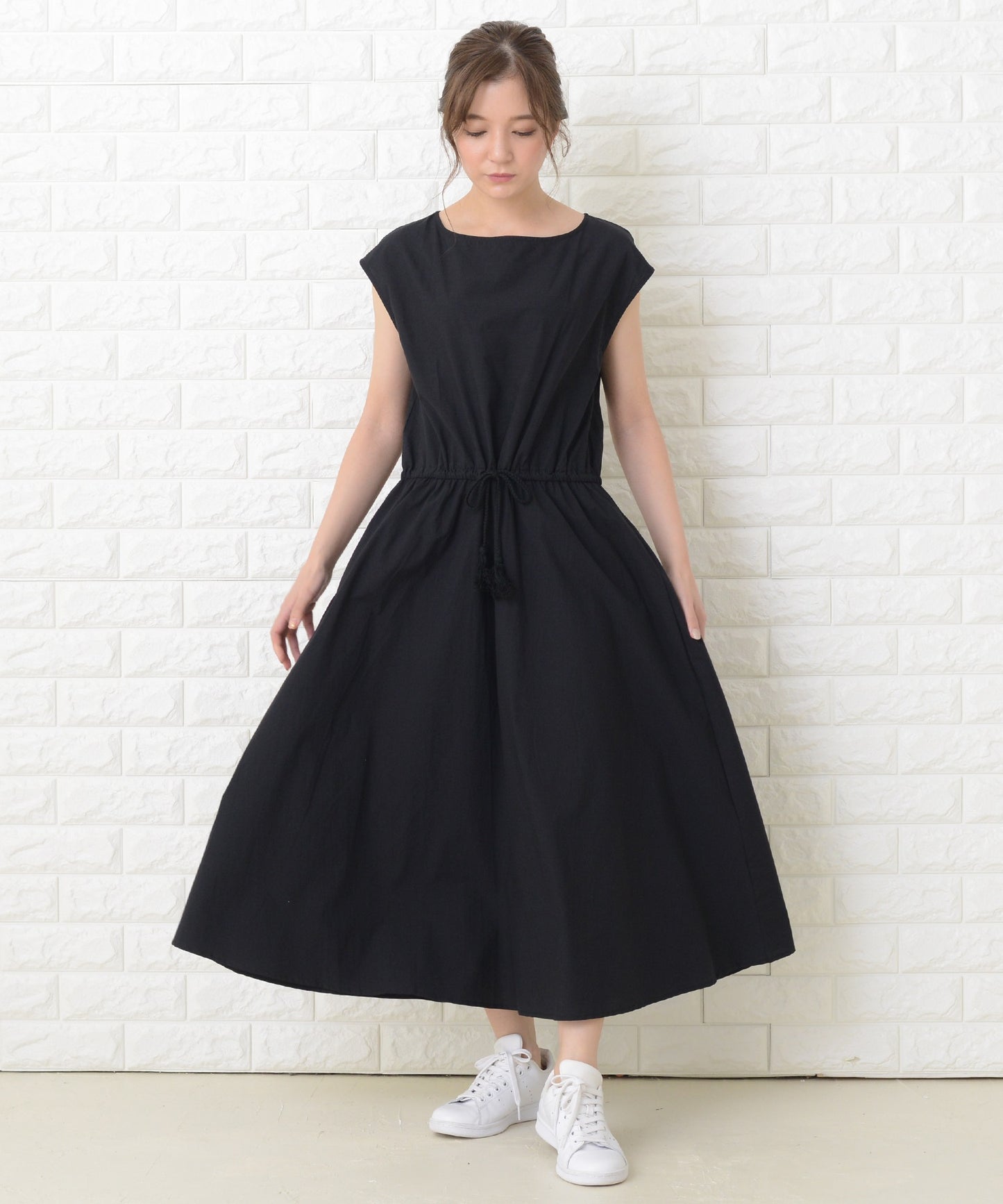 ノースリーブゆったりナチュラルロングワンピース