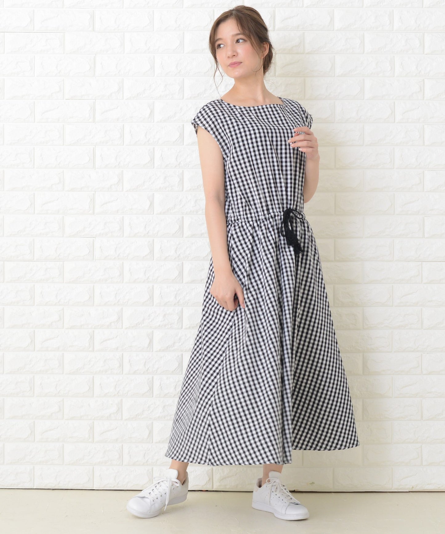 ノースリーブゆったりナチュラルロングワンピース
