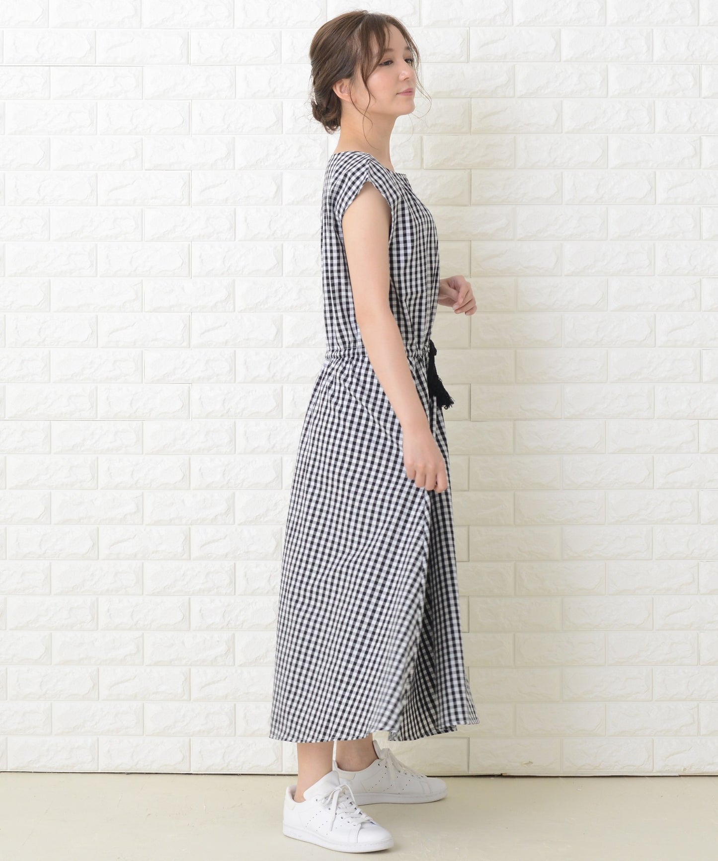 ノースリーブゆったりナチュラルロングワンピース