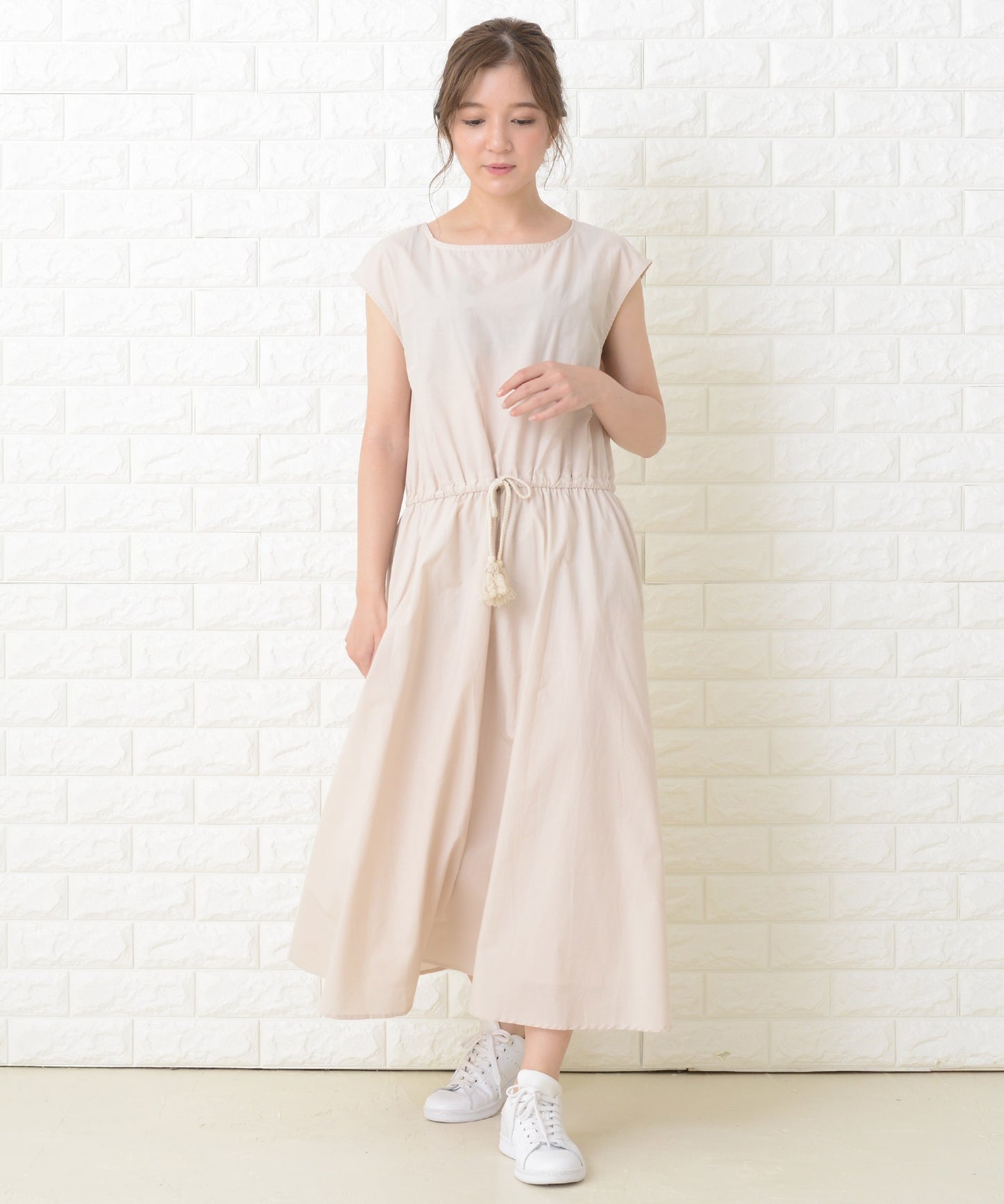 ノースリーブゆったりナチュラルロングワンピース