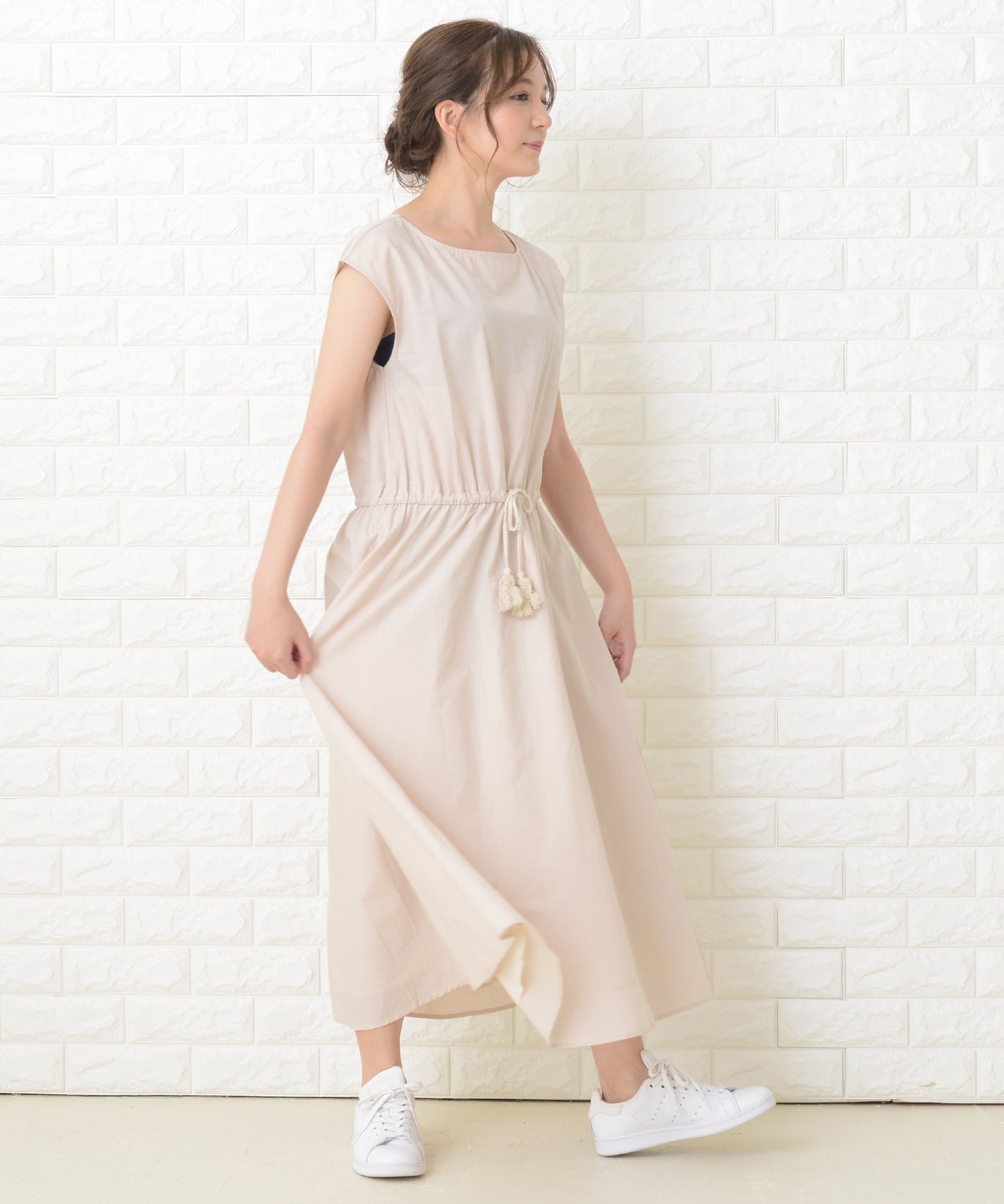 ノースリーブゆったりナチュラルロングワンピース