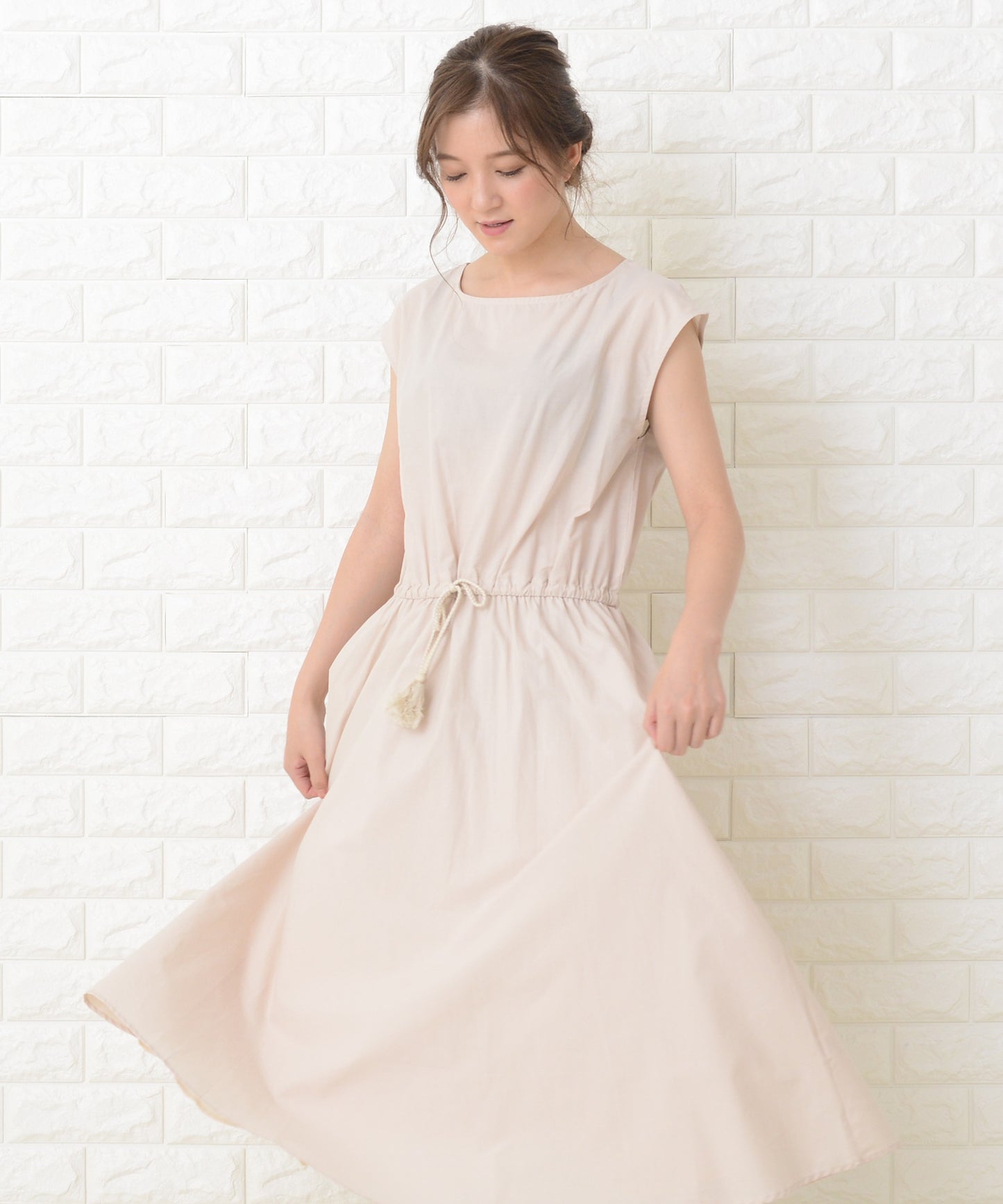 ノースリーブゆったりナチュラルロングワンピース