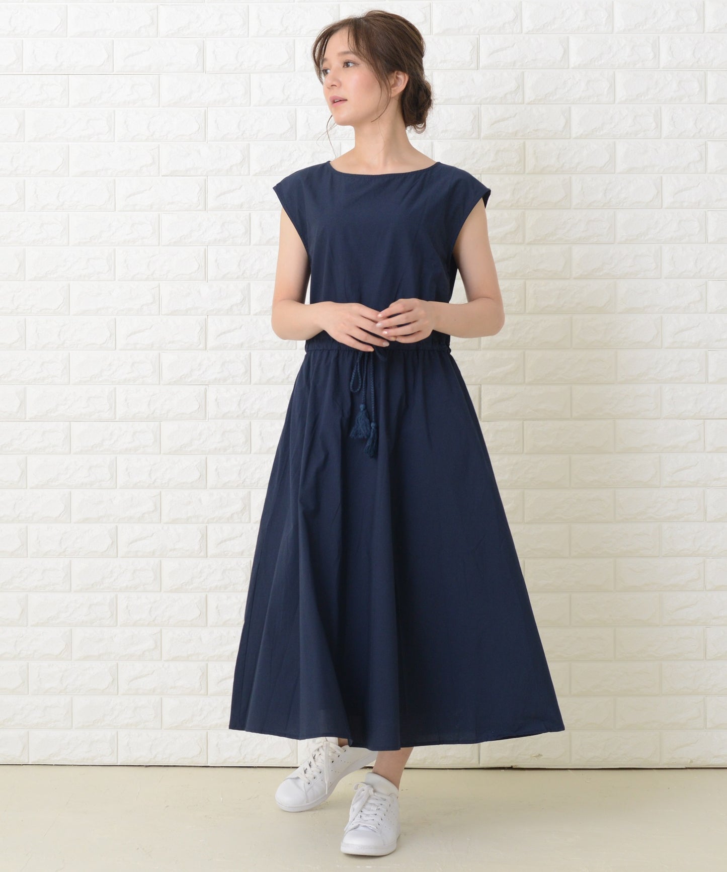 ノースリーブゆったりナチュラルロングワンピース
