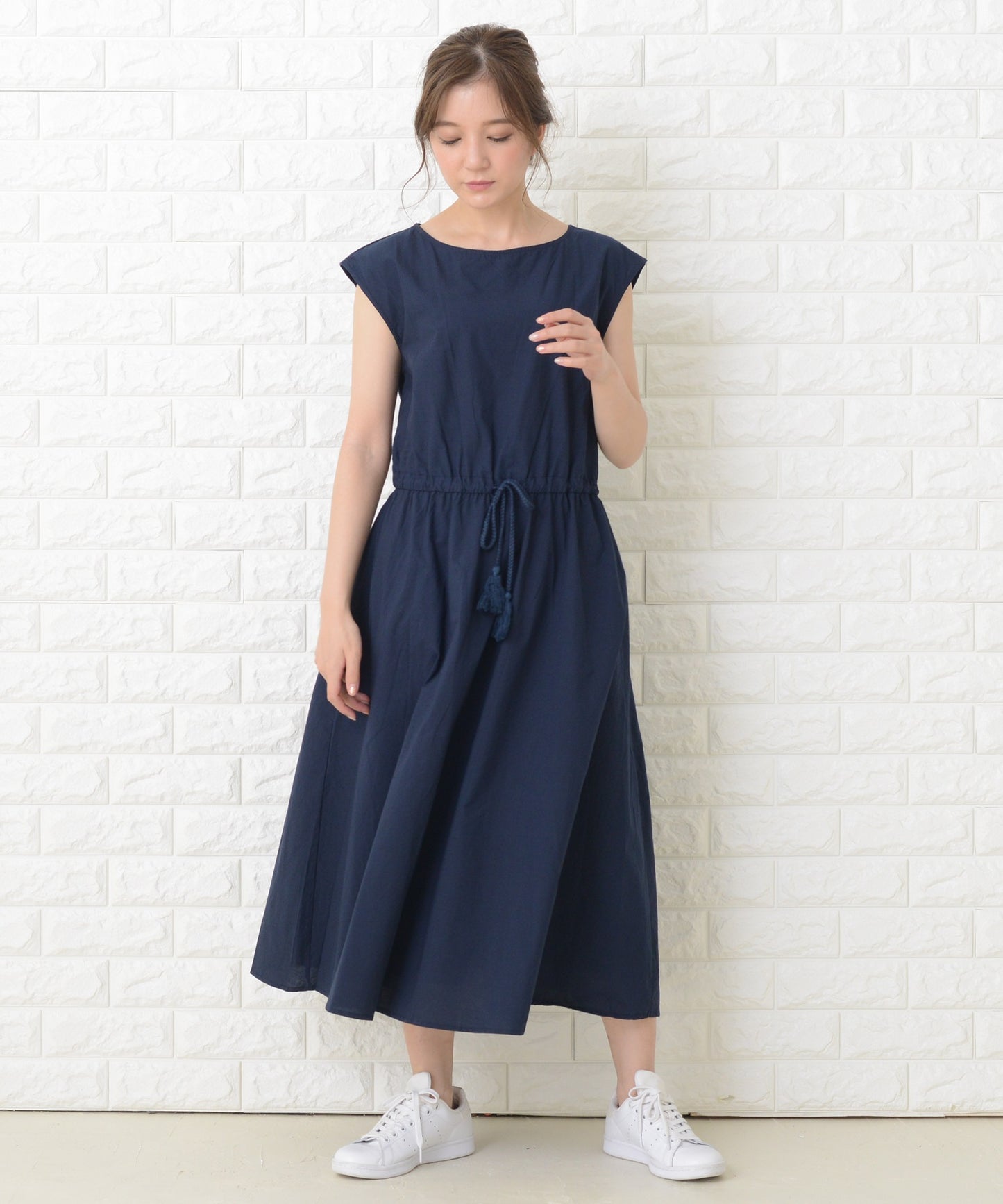 ノースリーブゆったりナチュラルロングワンピース