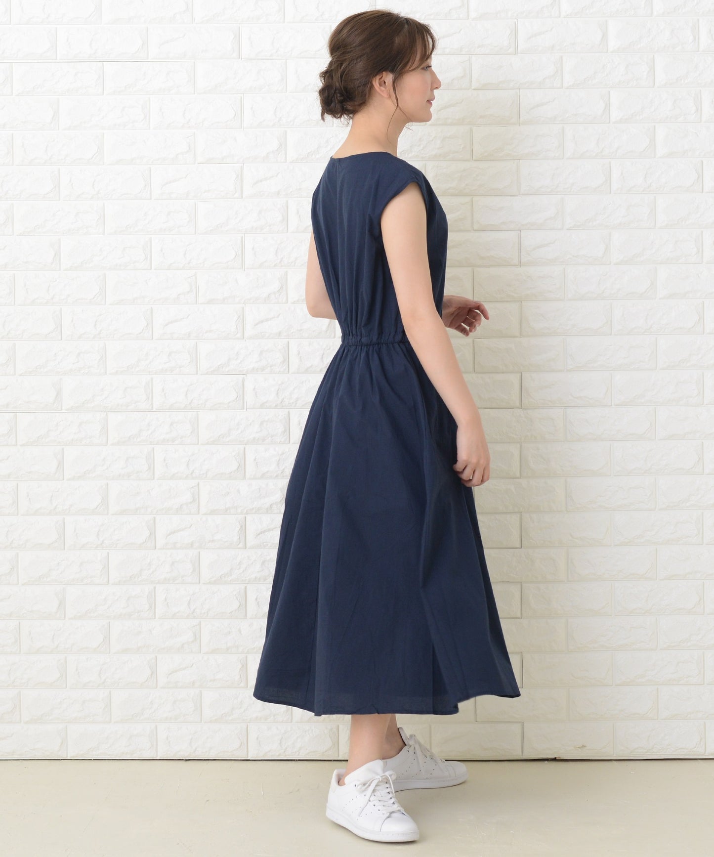 ノースリーブゆったりナチュラルロングワンピース