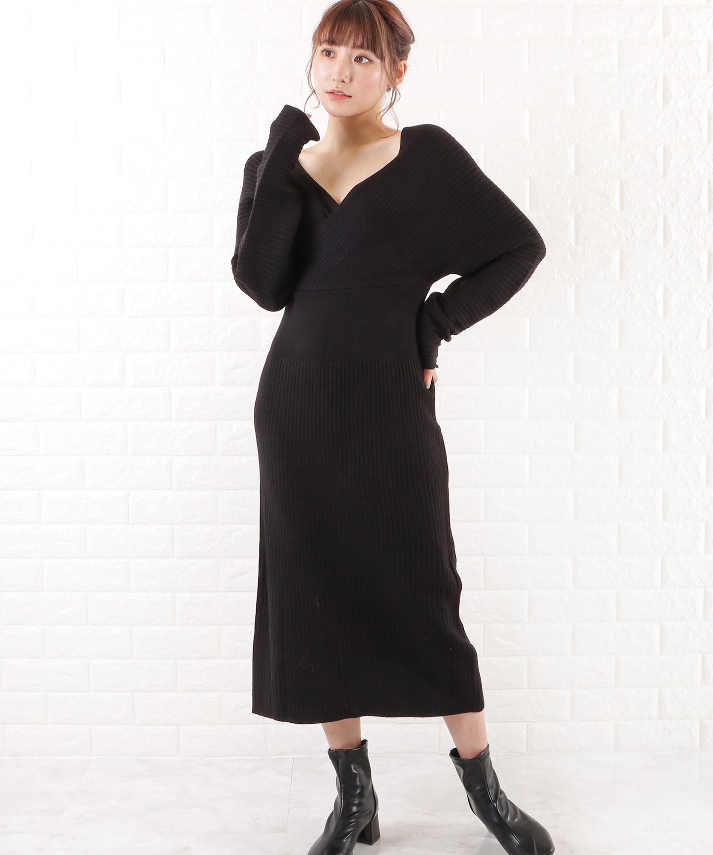 カシュクールタイトニットワンピース
