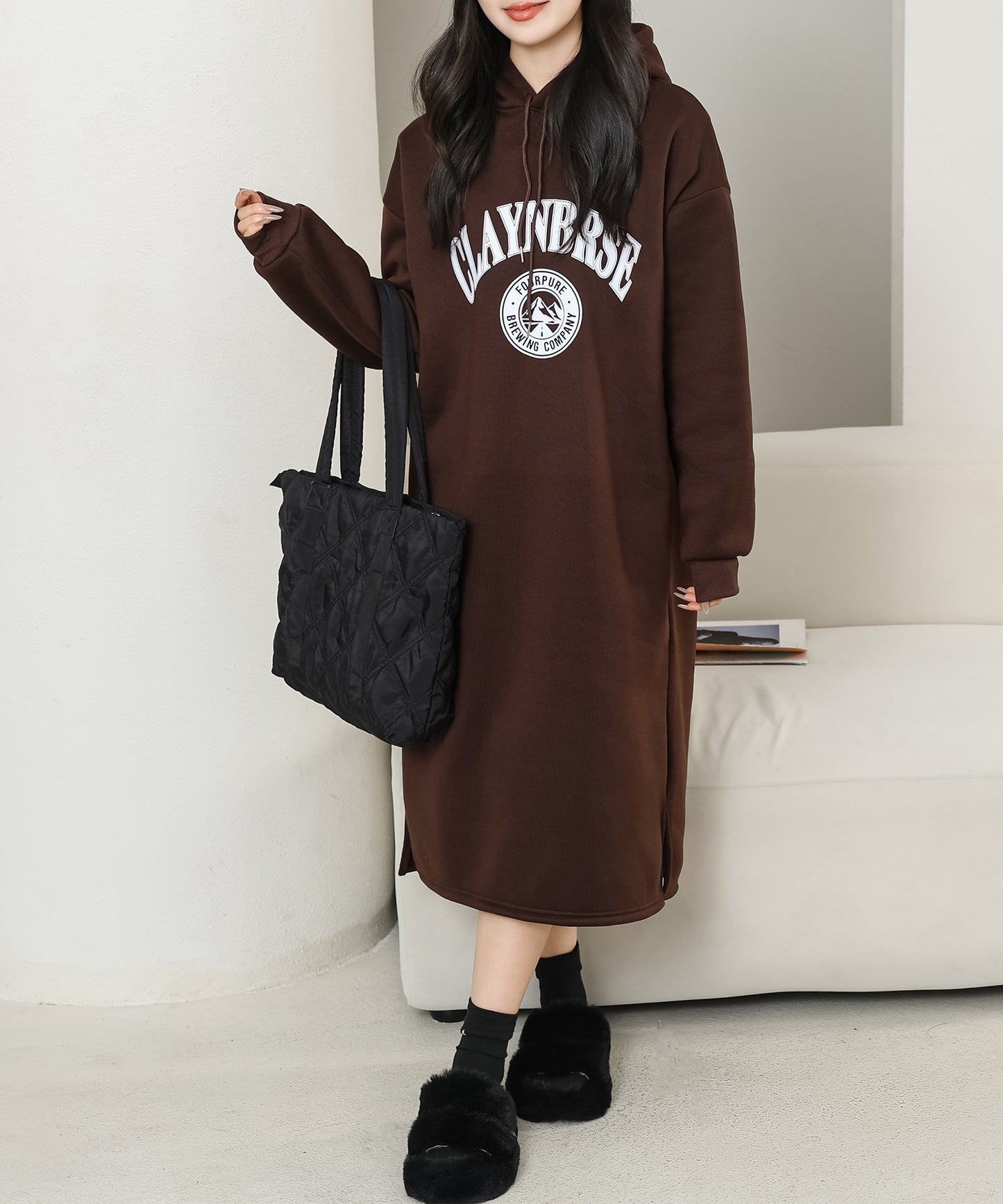 フーデット スウェット パーカー ロング ワンピース