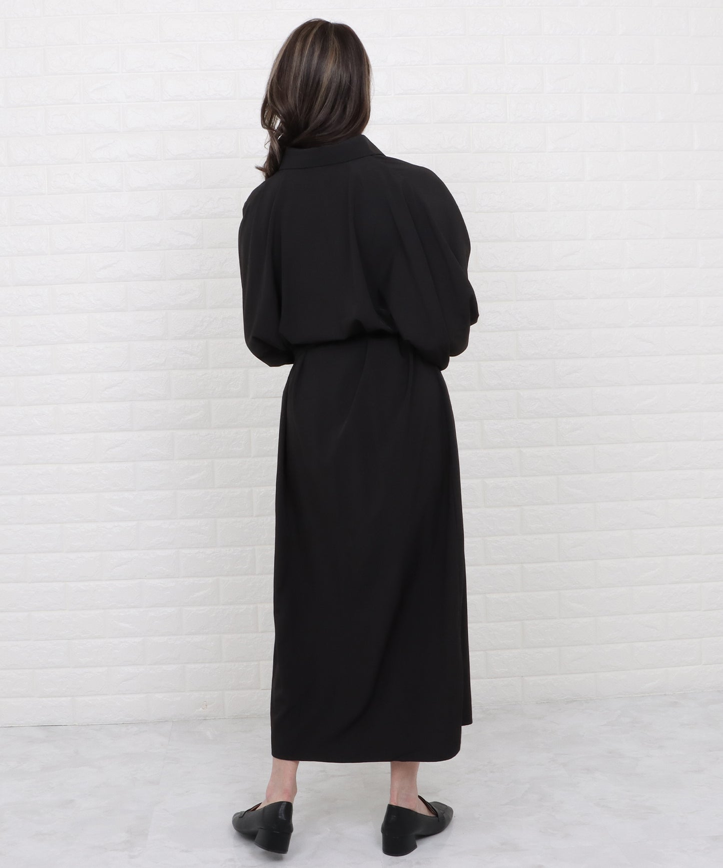 ウエストタックロングシャツワンピース