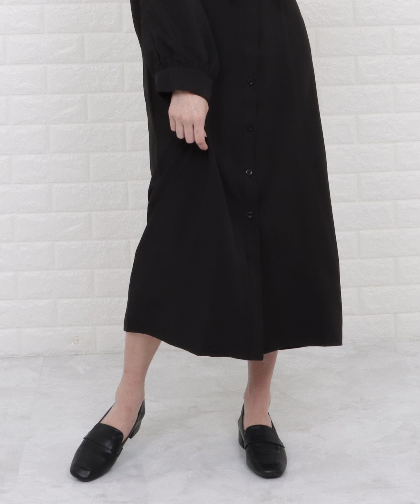 ウエストタックロングシャツワンピース