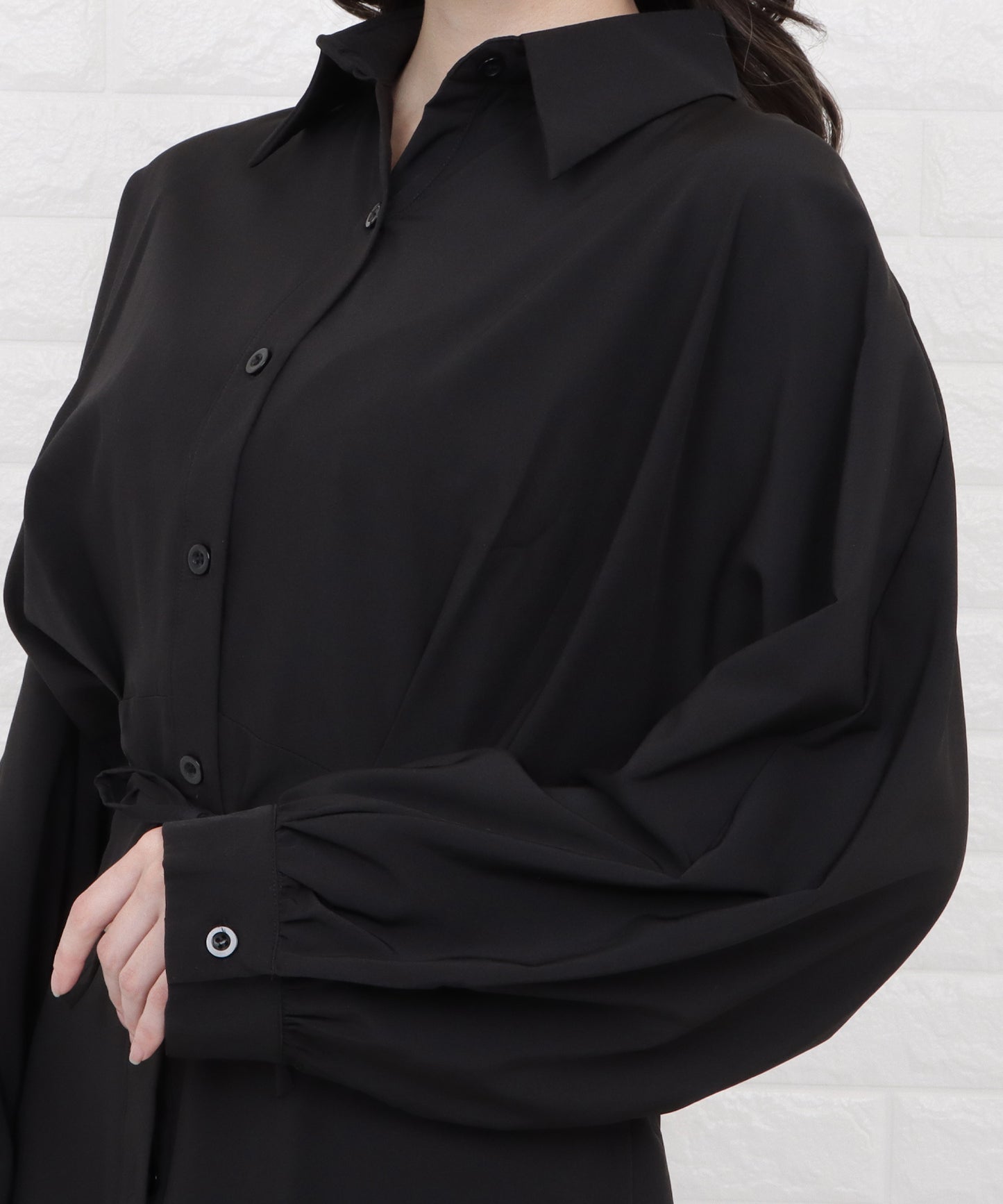 ウエストタックロングシャツワンピース