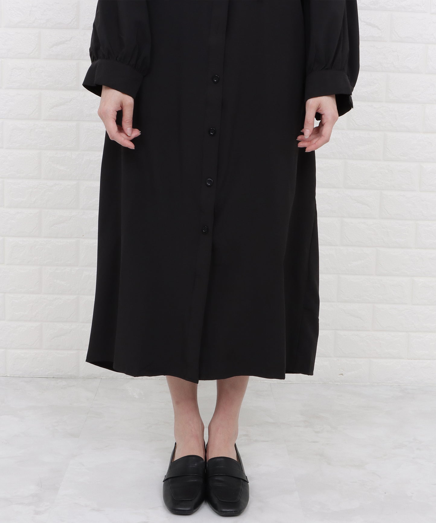 ウエストタックロングシャツワンピース