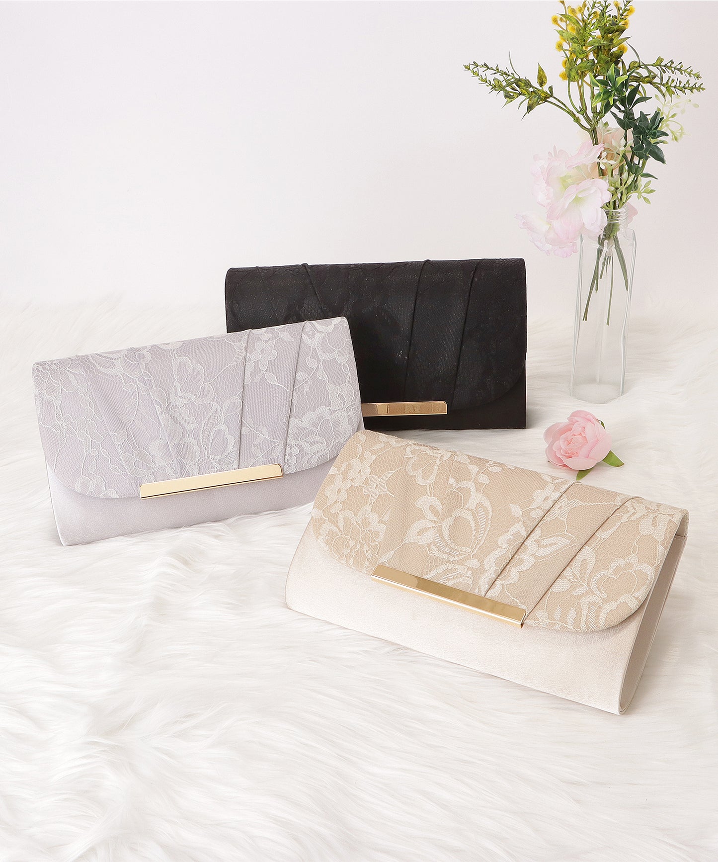 サテンレース2wayクラッチバッグ