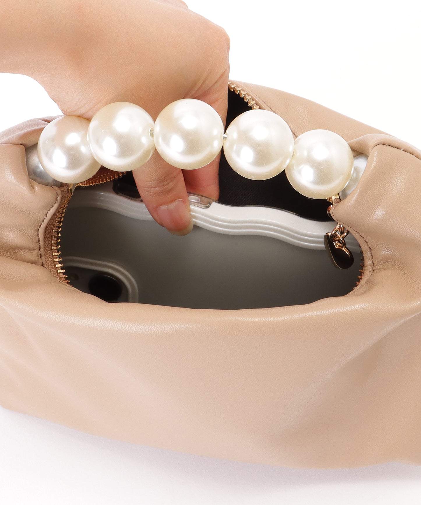 ビッグパール コンパクト 2WAY レザー調 ショルダーバッグ