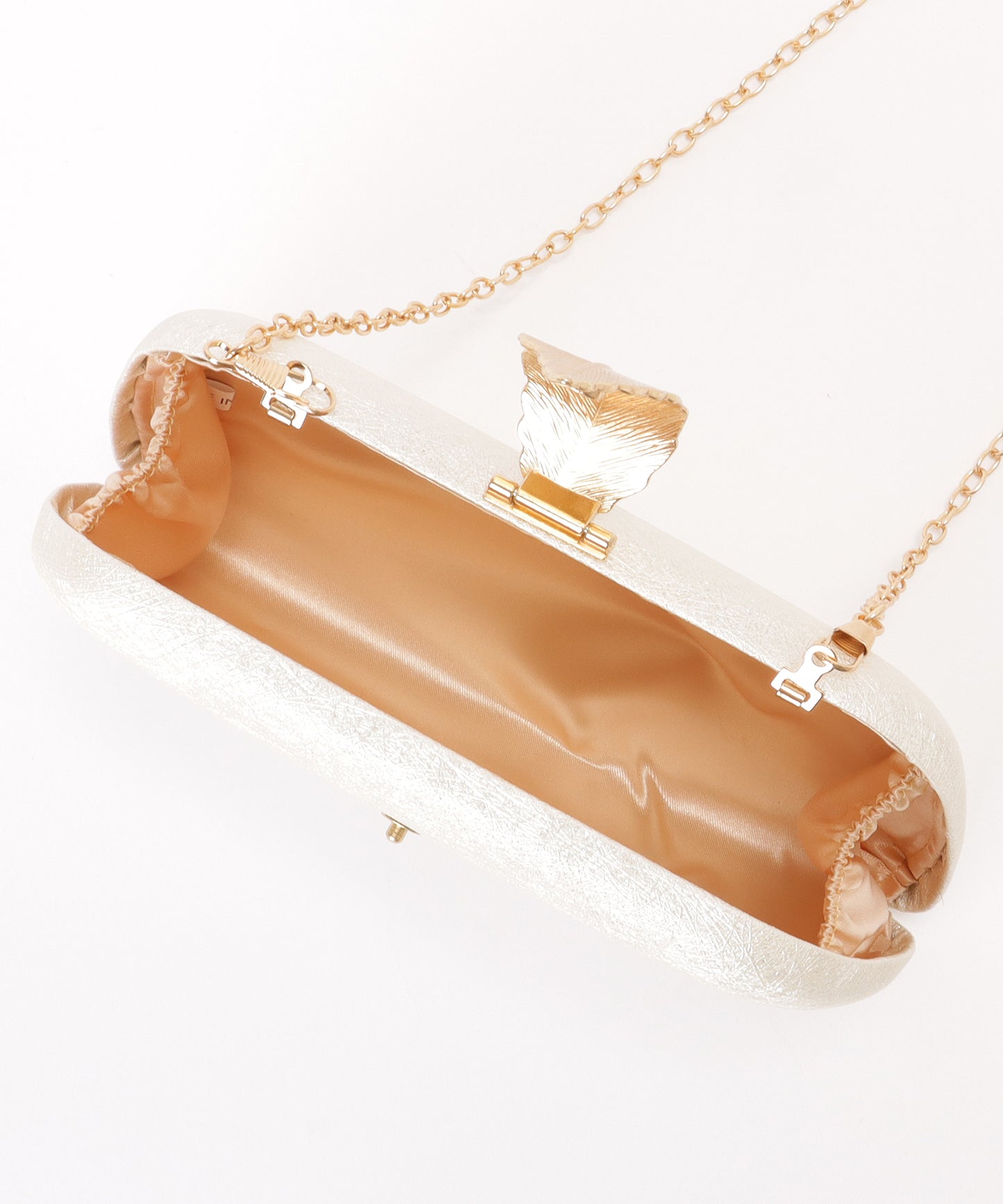 リーフモチーフ付き コンパクト 2WAY チェーン ショルダー バッグ