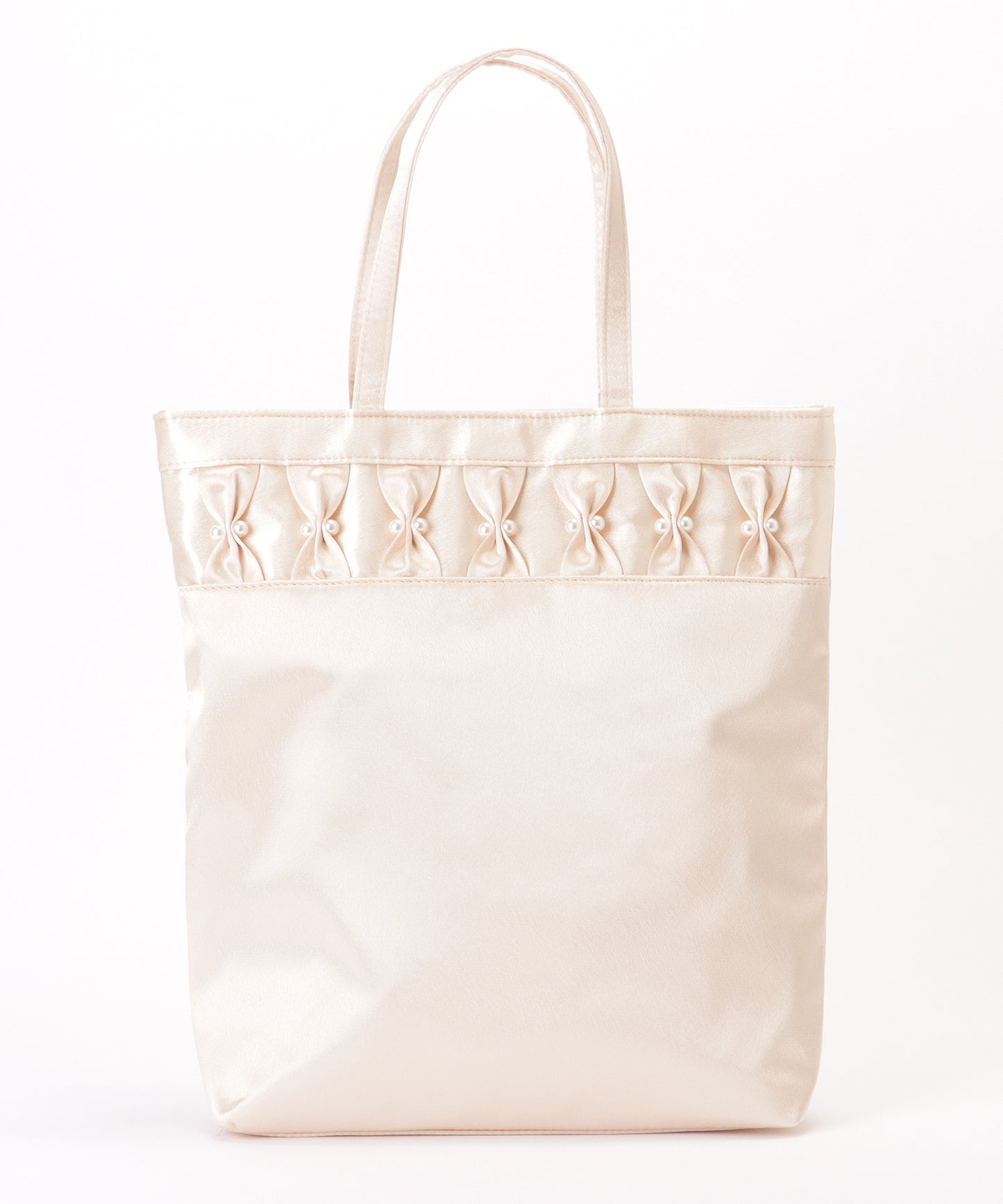 パール リボン スクエア スナップ付き トートバッグ