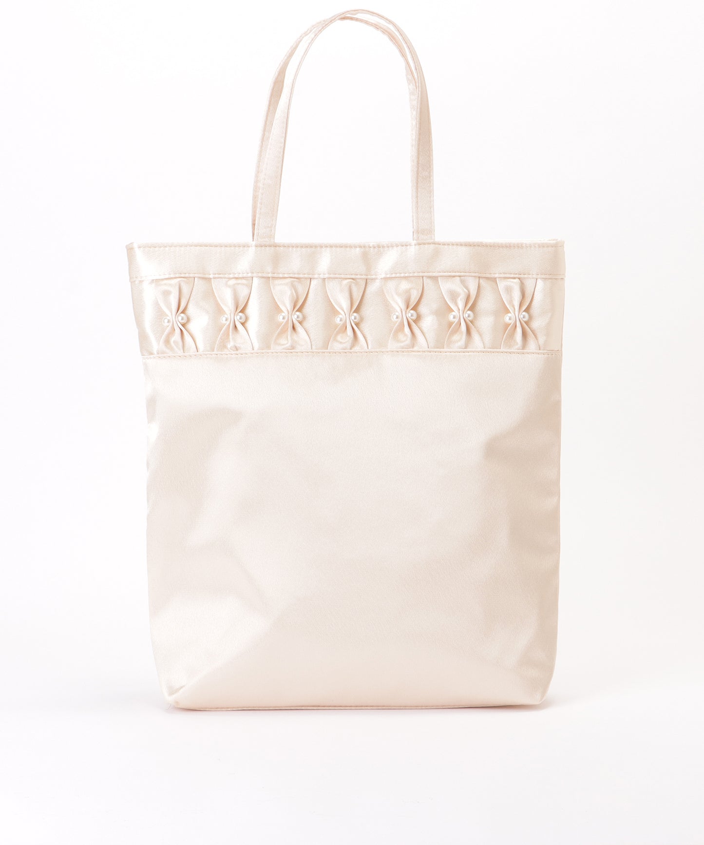 パール リボン スクエア スナップ付き トートバッグ