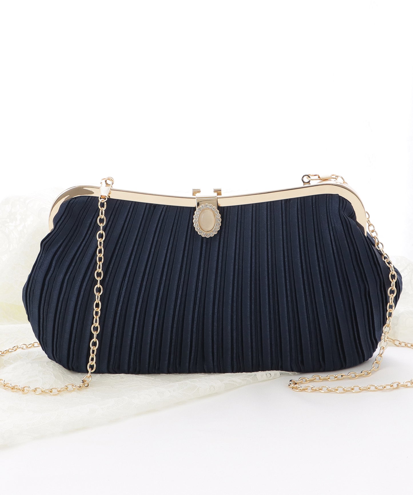 サテンプリーツパーティーバッグ