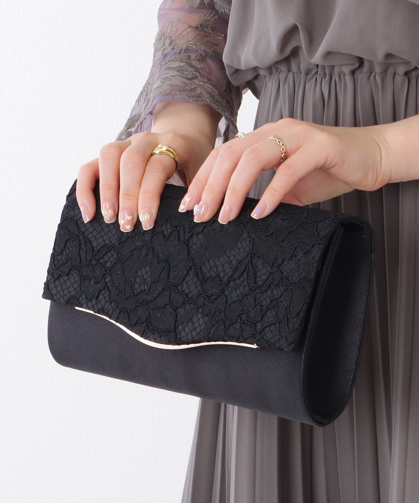 2WAY ウエーブ フラップ レース パーティー バッグ