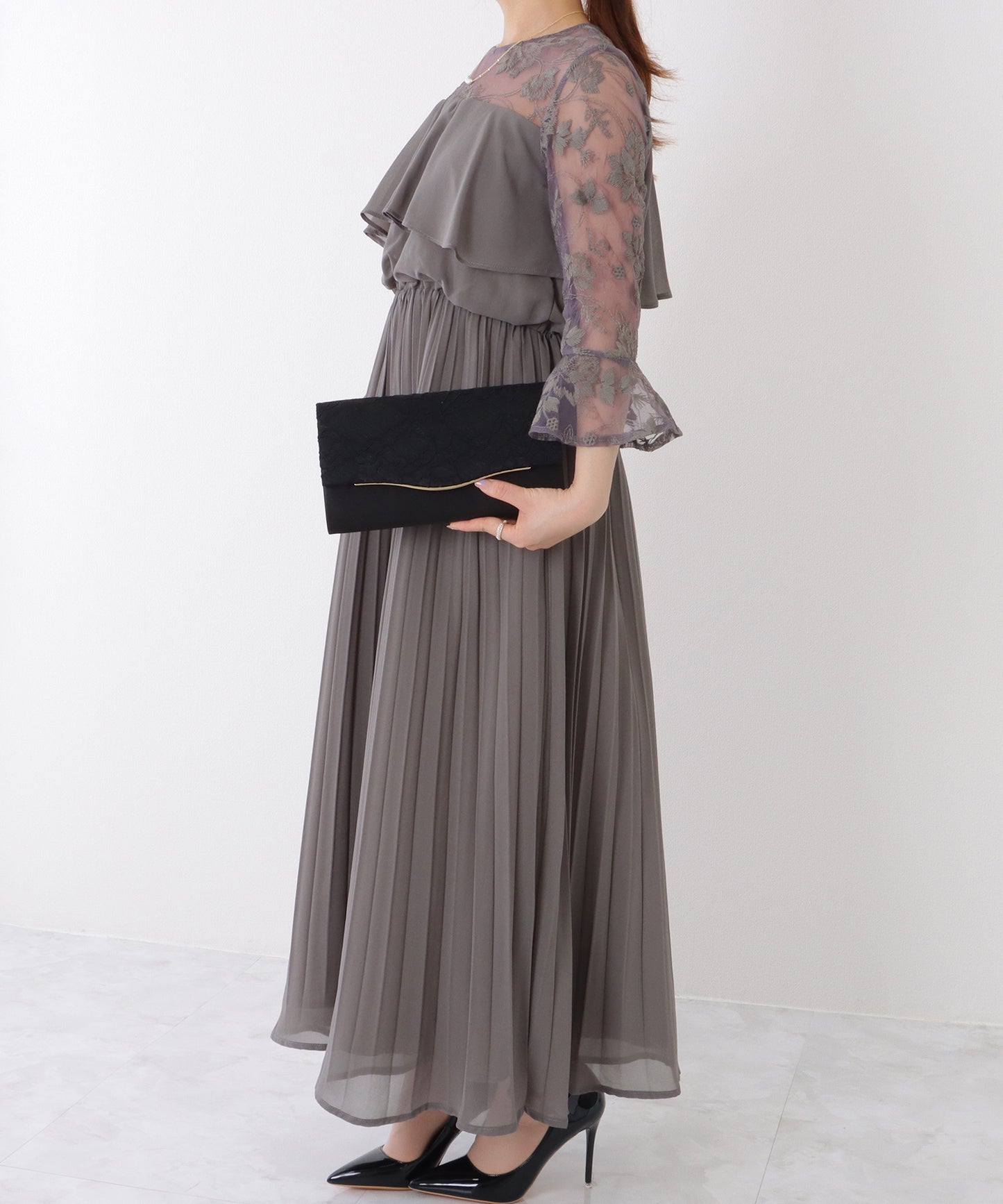 2WAY ウエーブ フラップ レース パーティー バッグ