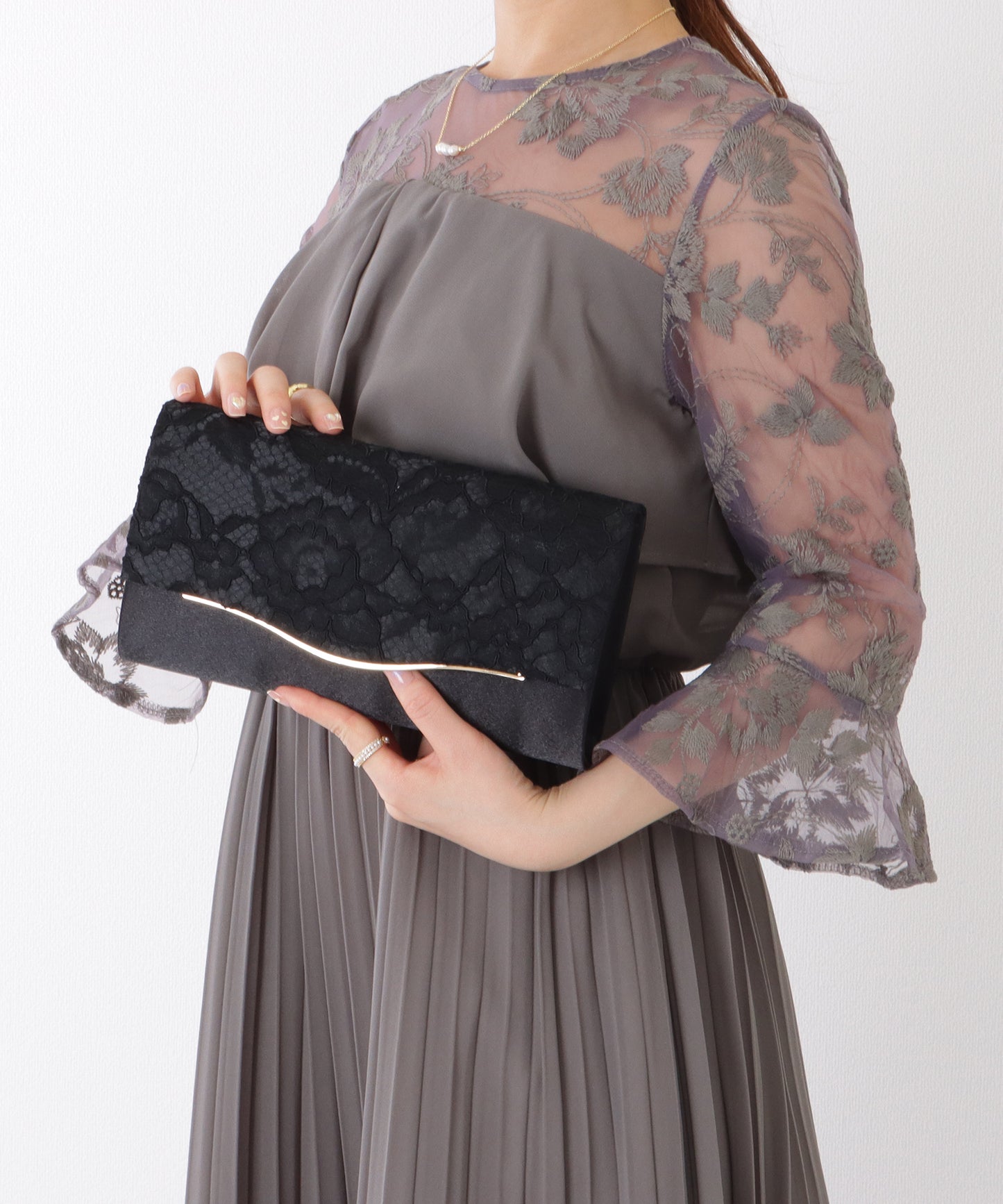 2WAY ウエーブ フラップ レース パーティー バッグ