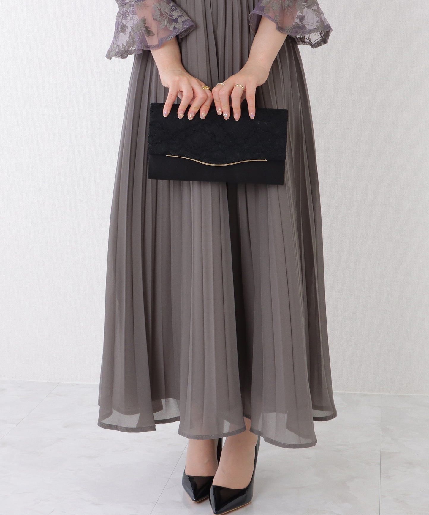 2WAY ウエーブ フラップ レース パーティー バッグ