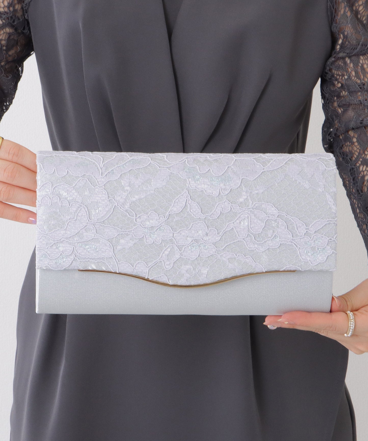 2WAY ウエーブ フラップ レース パーティー バッグ