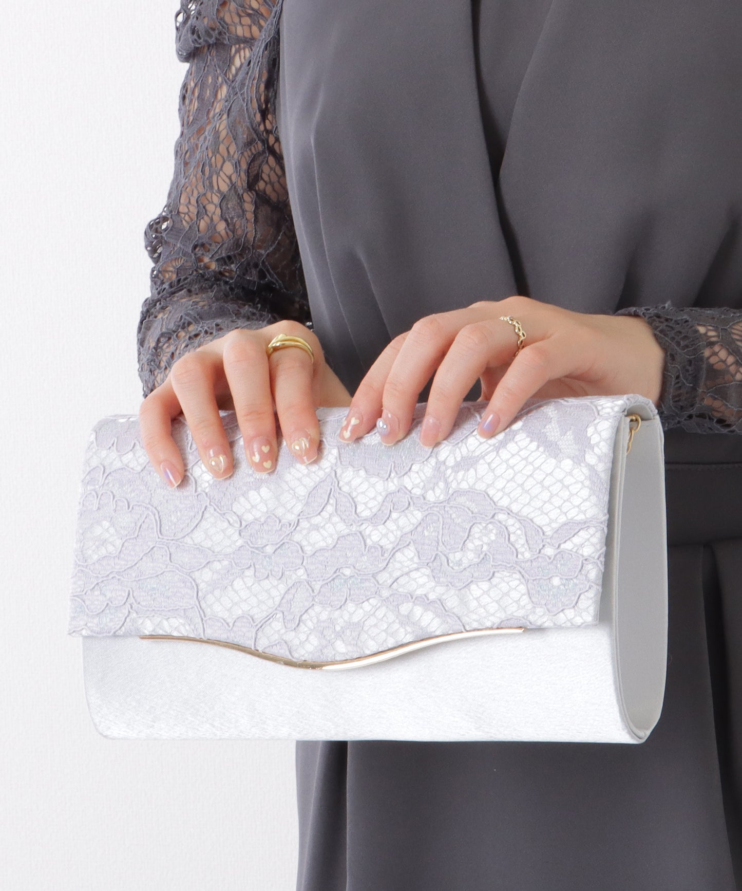 2WAY ウエーブ フラップ レース パーティー バッグ