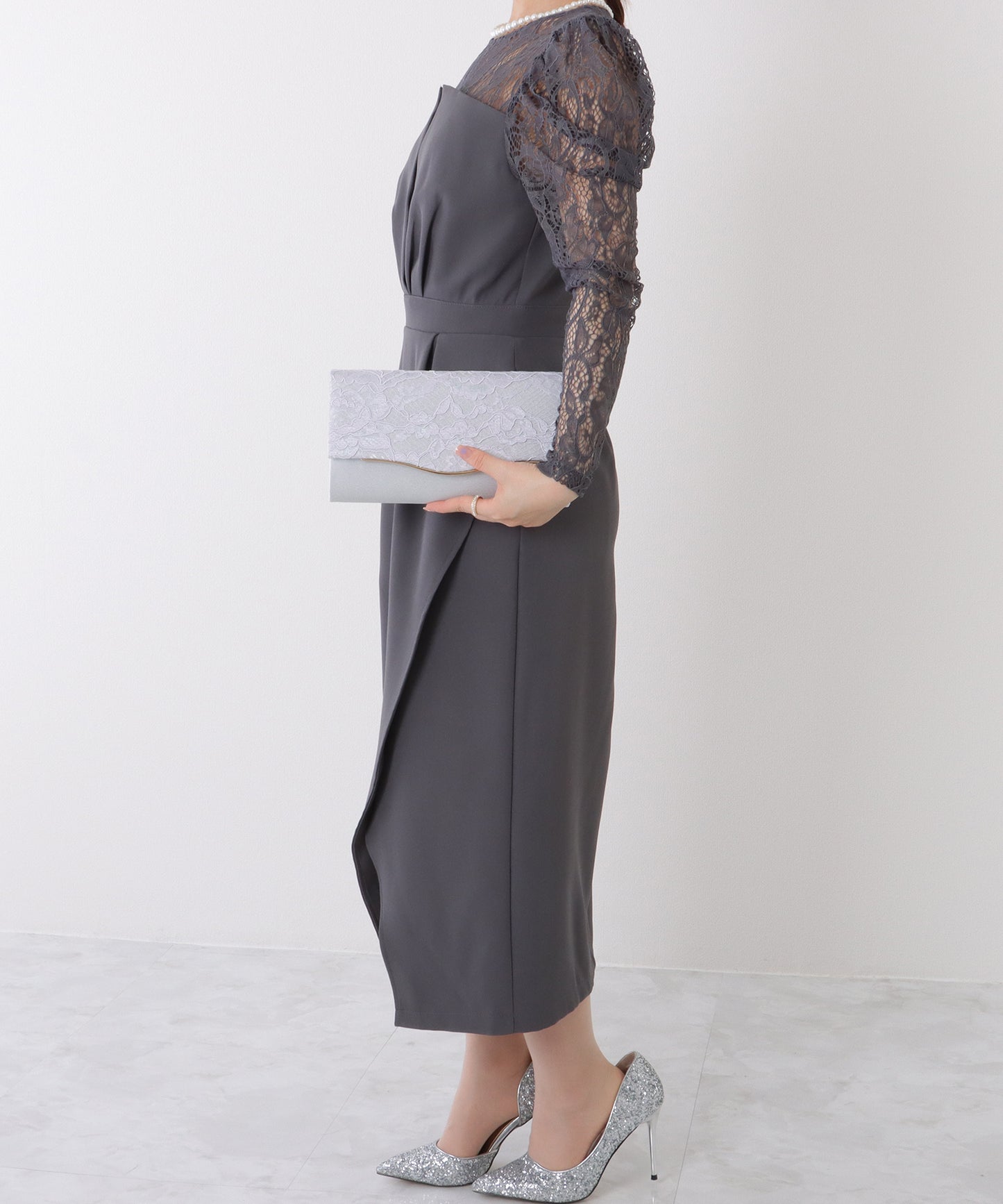 2WAY ウエーブ フラップ レース パーティー バッグ