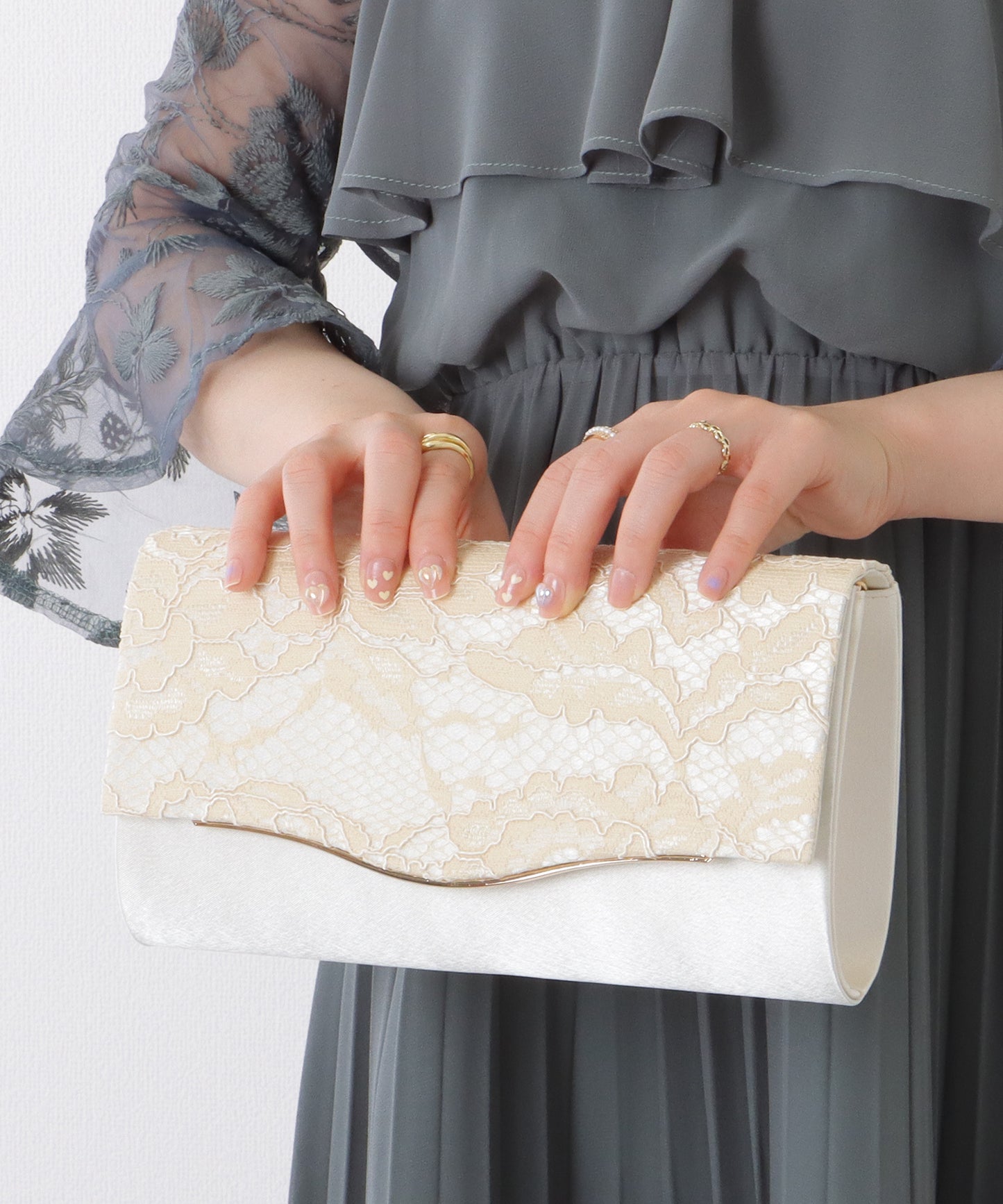 2WAY ウエーブ フラップ レース パーティー バッグ