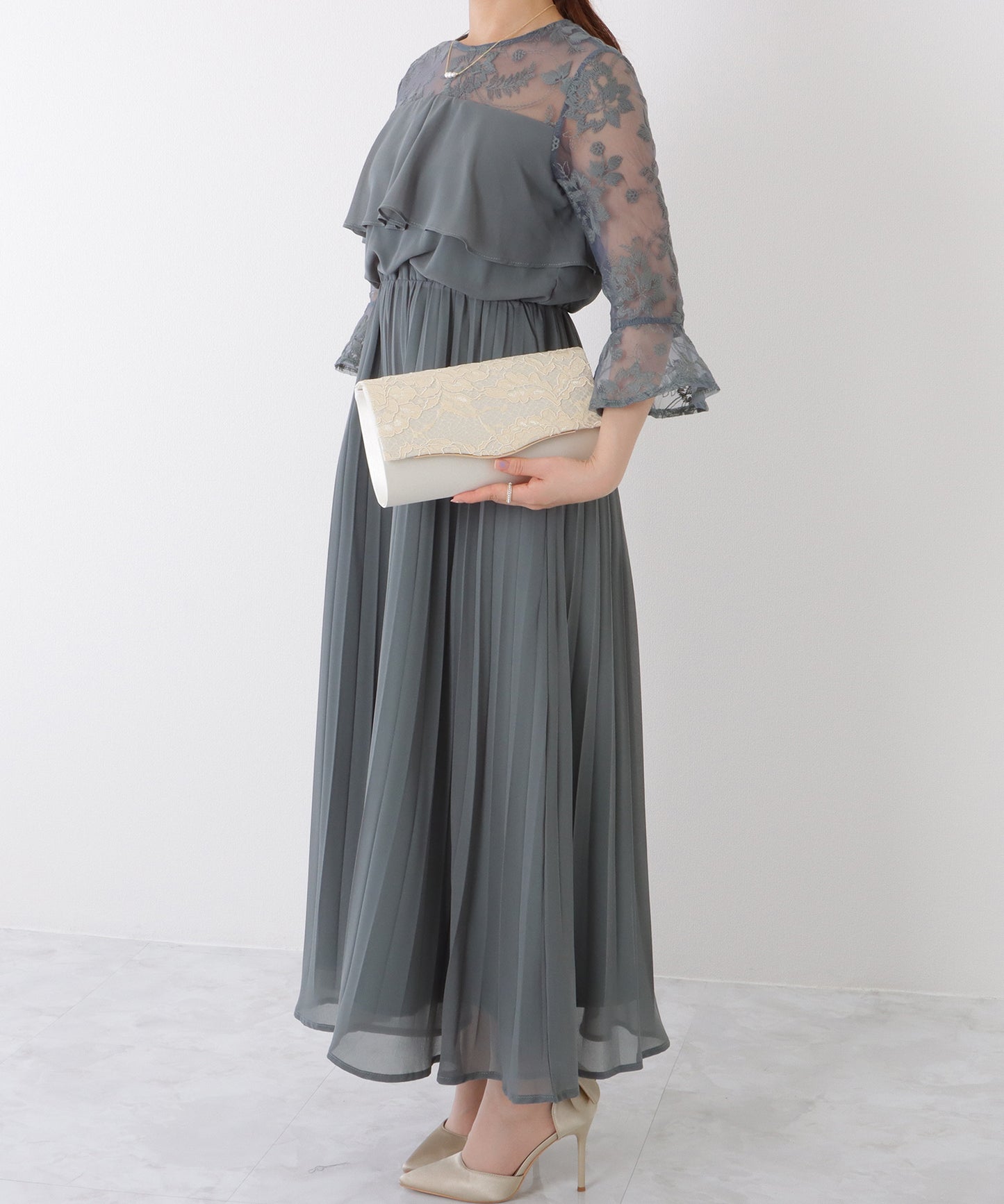 2WAY ウエーブ フラップ レース パーティー バッグ