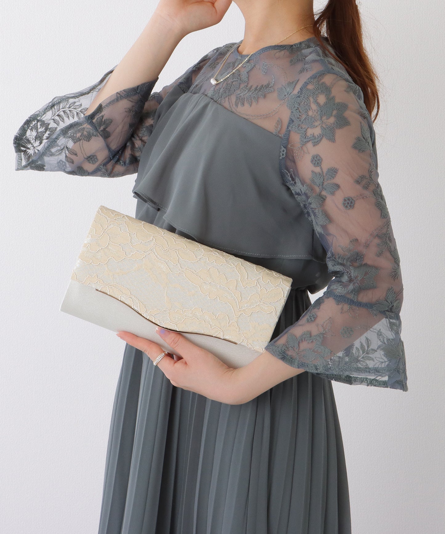 2WAY ウエーブ フラップ レース パーティー バッグ