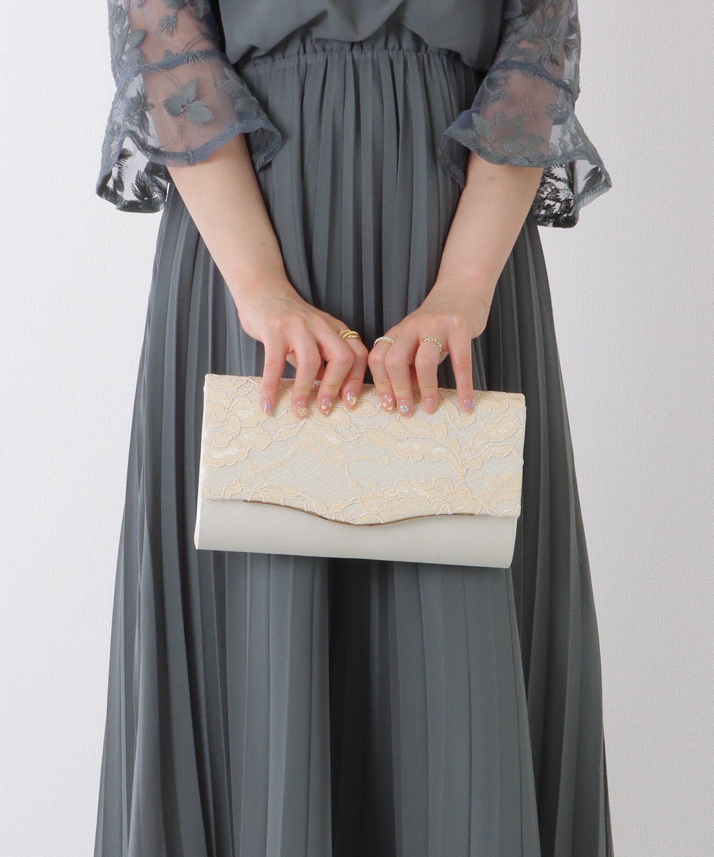 2WAY ウエーブ フラップ レース パーティー バッグ