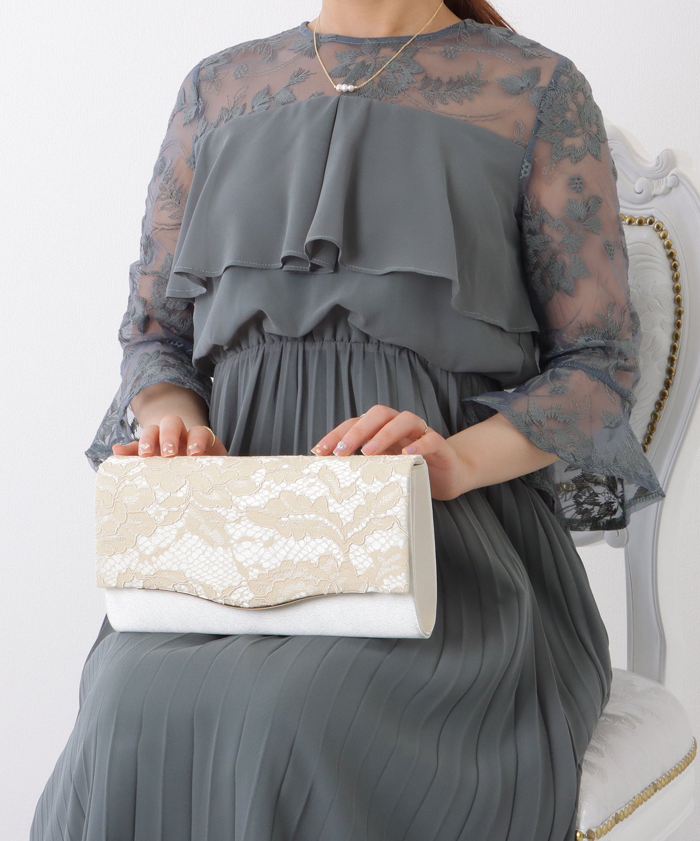 2WAY ウエーブ フラップ レース パーティー バッグ