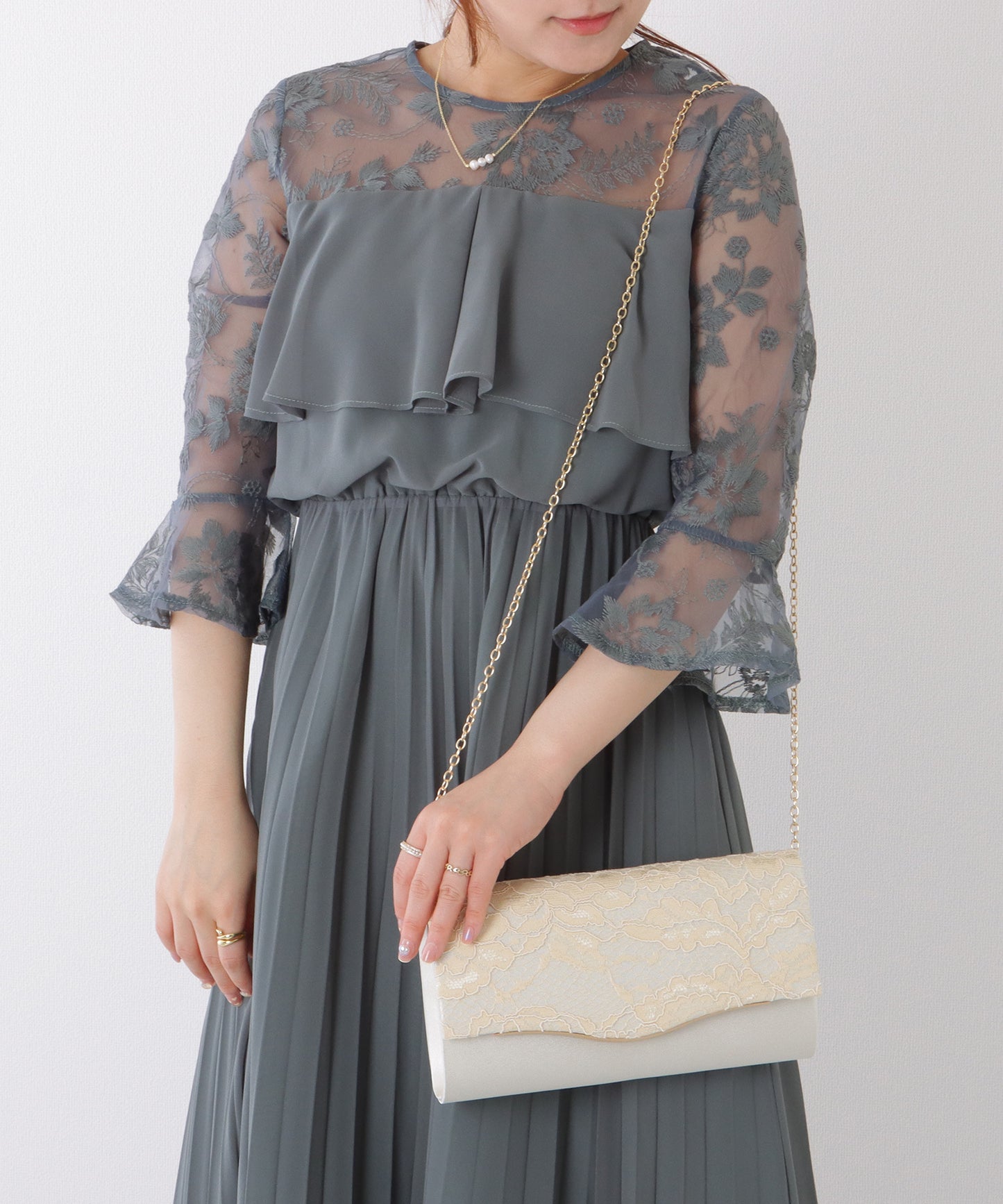 2WAY ウエーブ フラップ レース パーティー バッグ