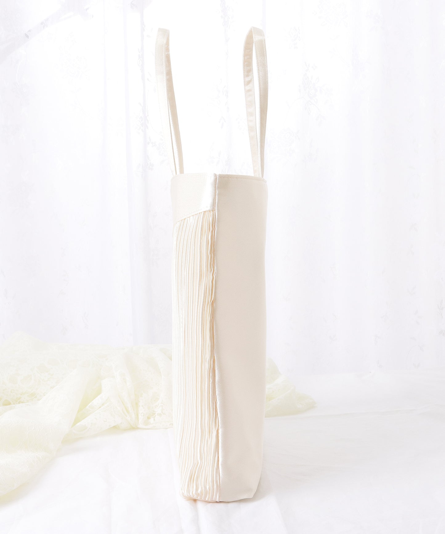 サテン プリーツ 薄型 トート バッグ