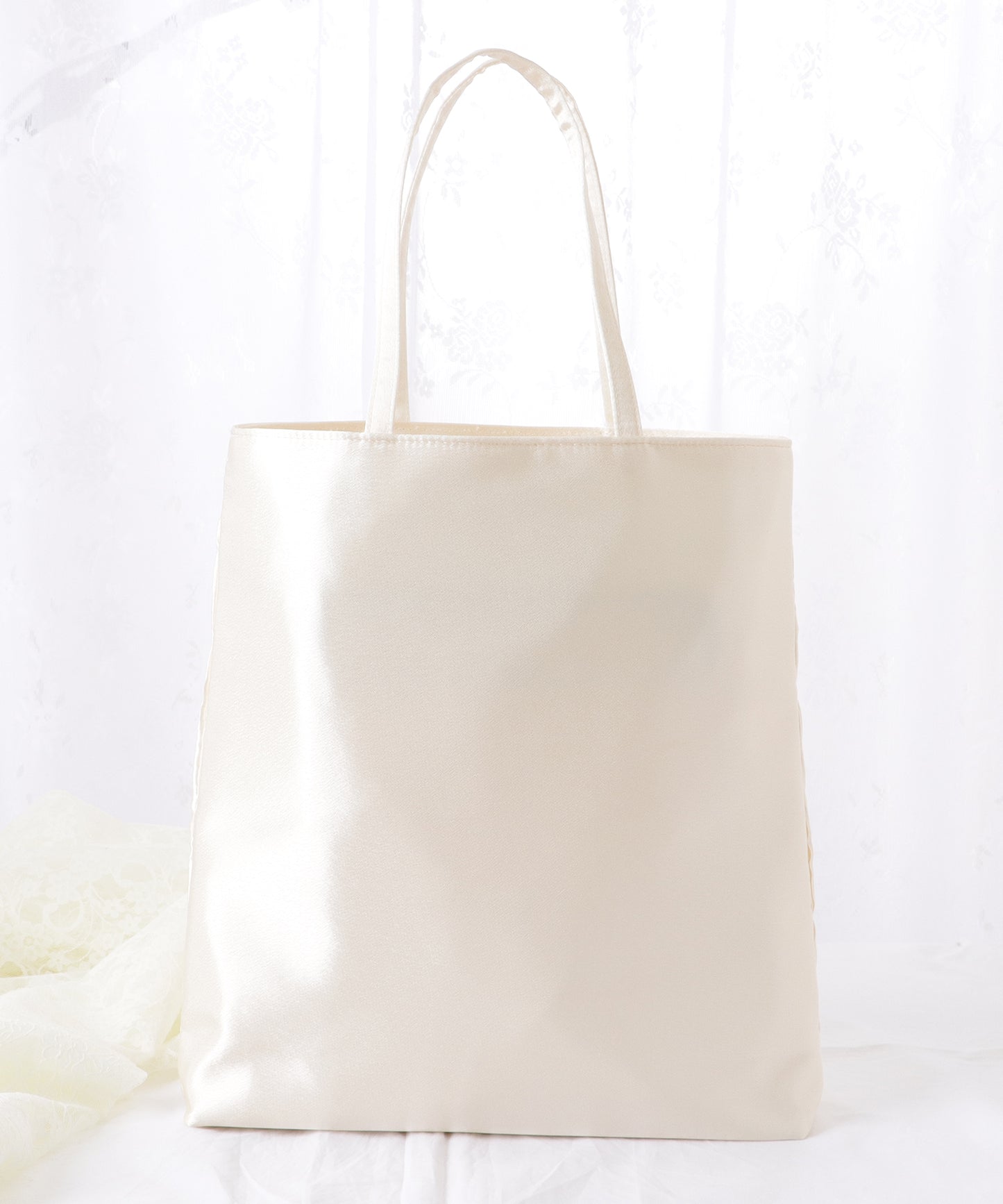 サテン プリーツ 薄型 トート バッグ