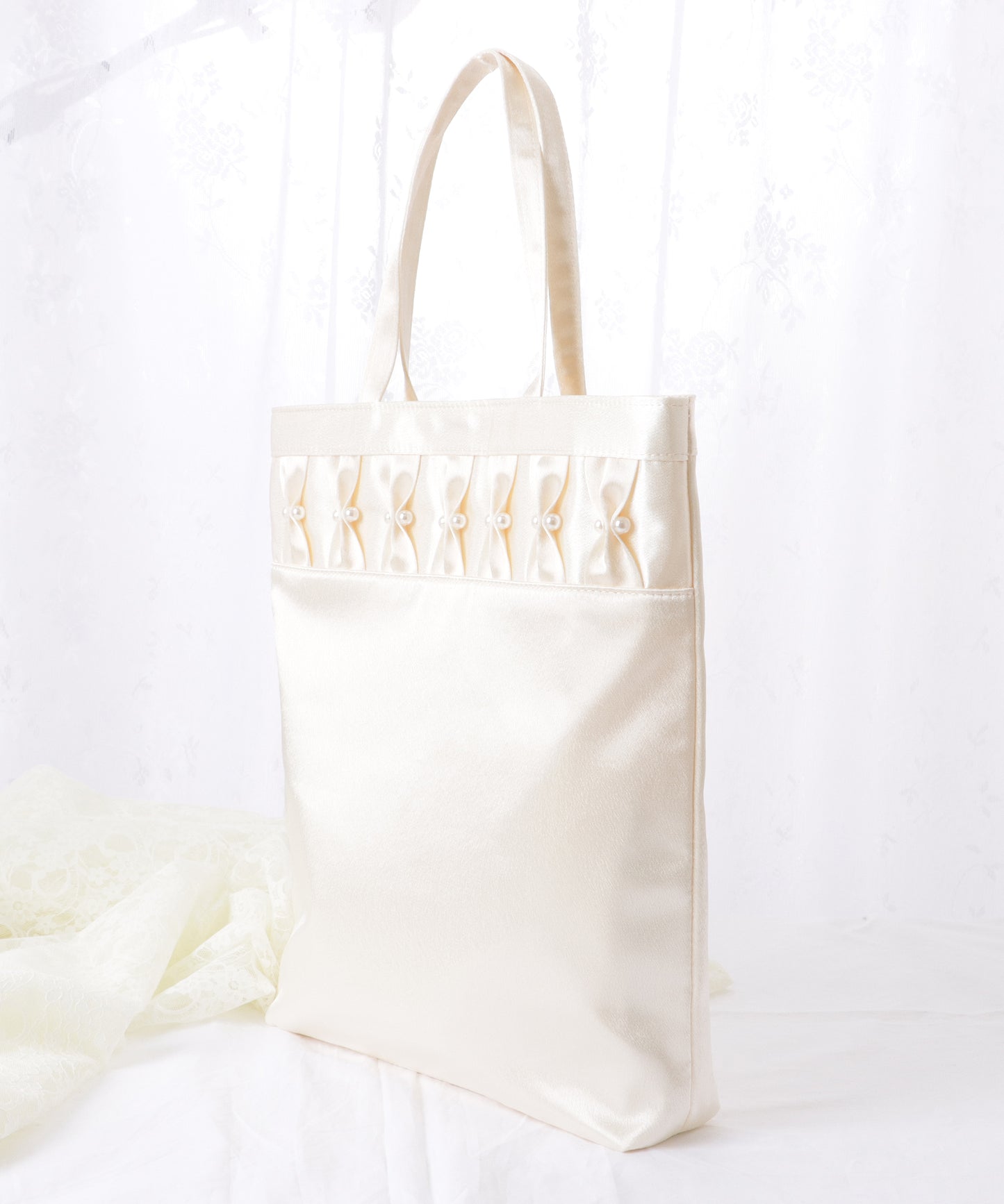 パール リボン 薄型 パーティー トート バッグ