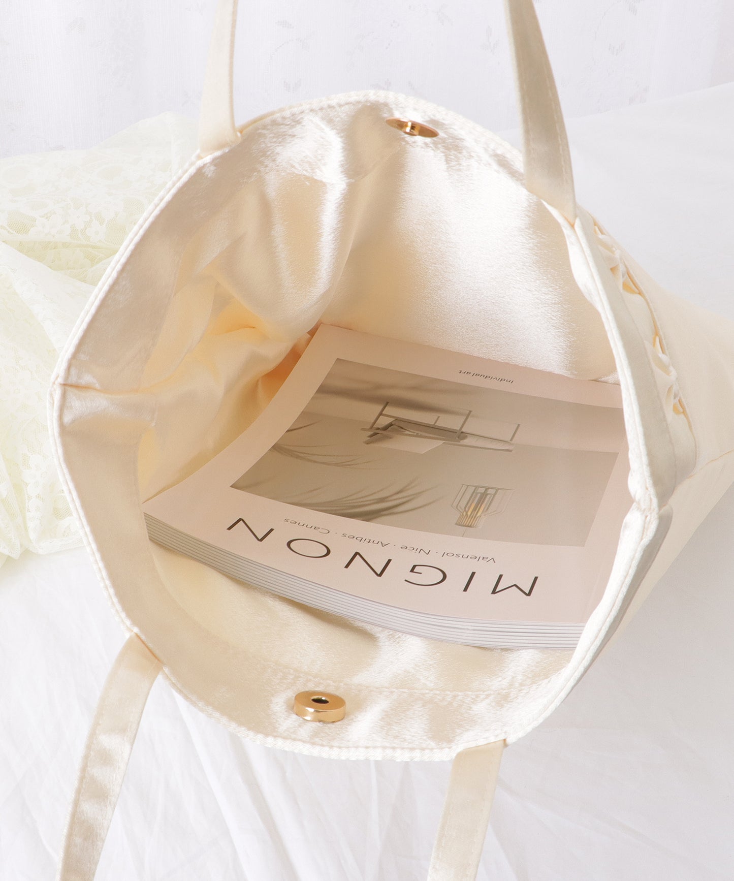 パール リボン 薄型 パーティー トート バッグ