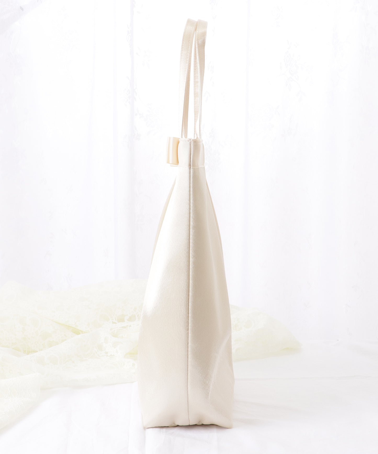 リボン付き サテン タック トート バッグ