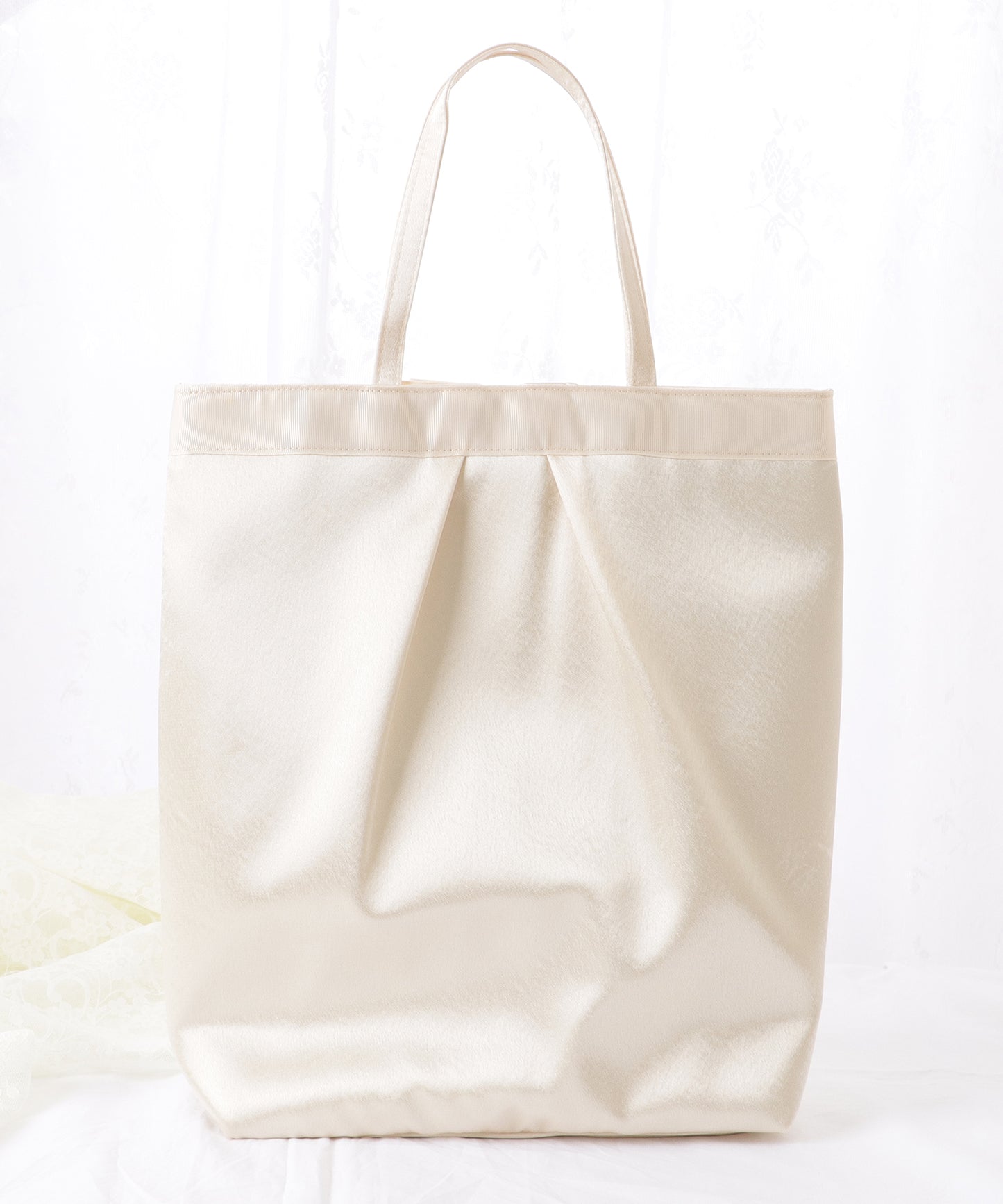 リボン付き サテン タック トート バッグ