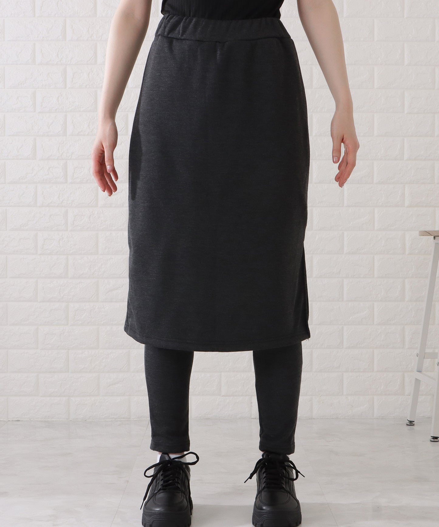 シンプルストレッチニットスカート付きレギンス