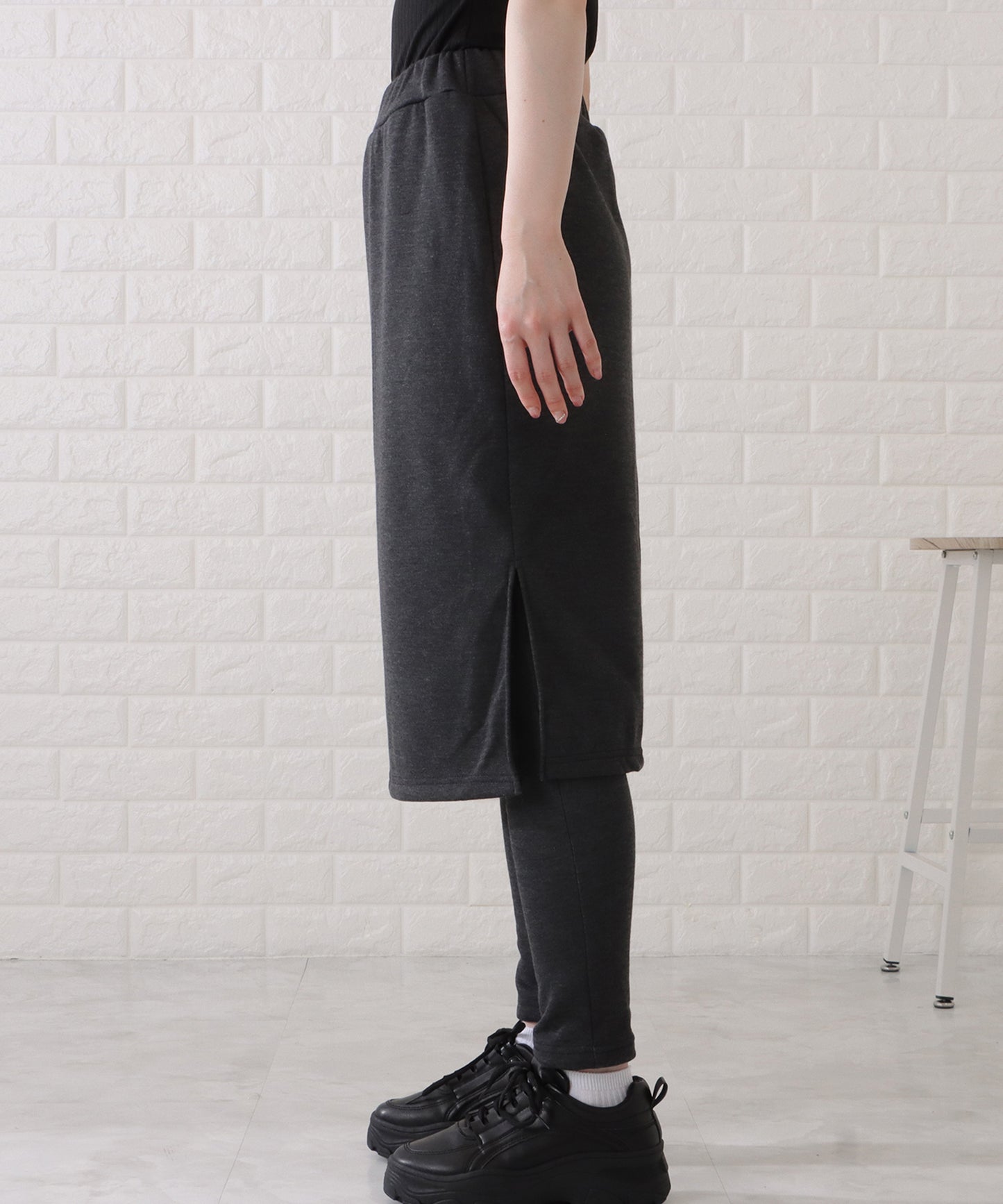 シンプルストレッチニットスカート付きレギンス
