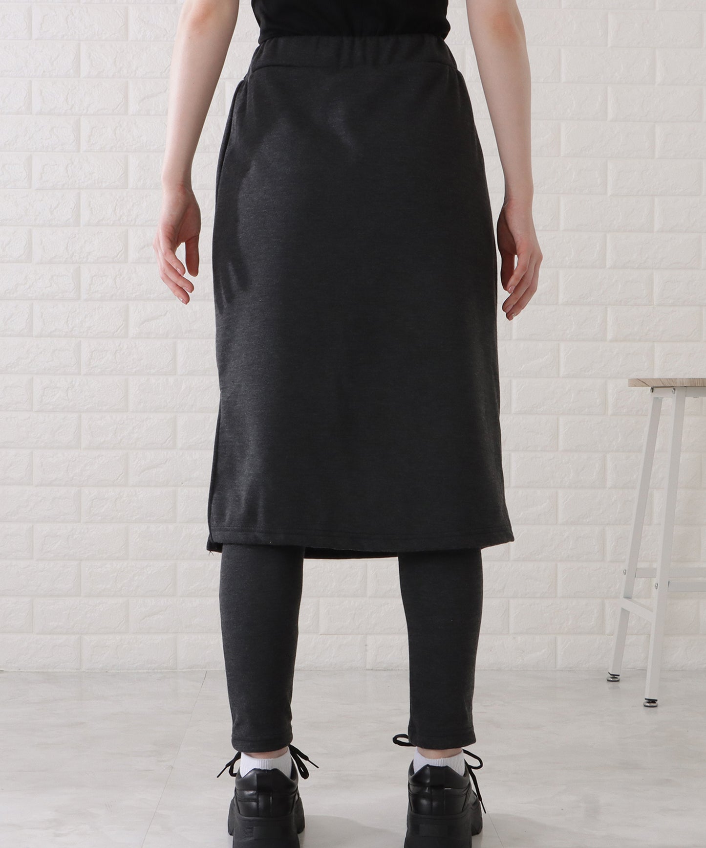 シンプルストレッチニットスカート付きレギンス