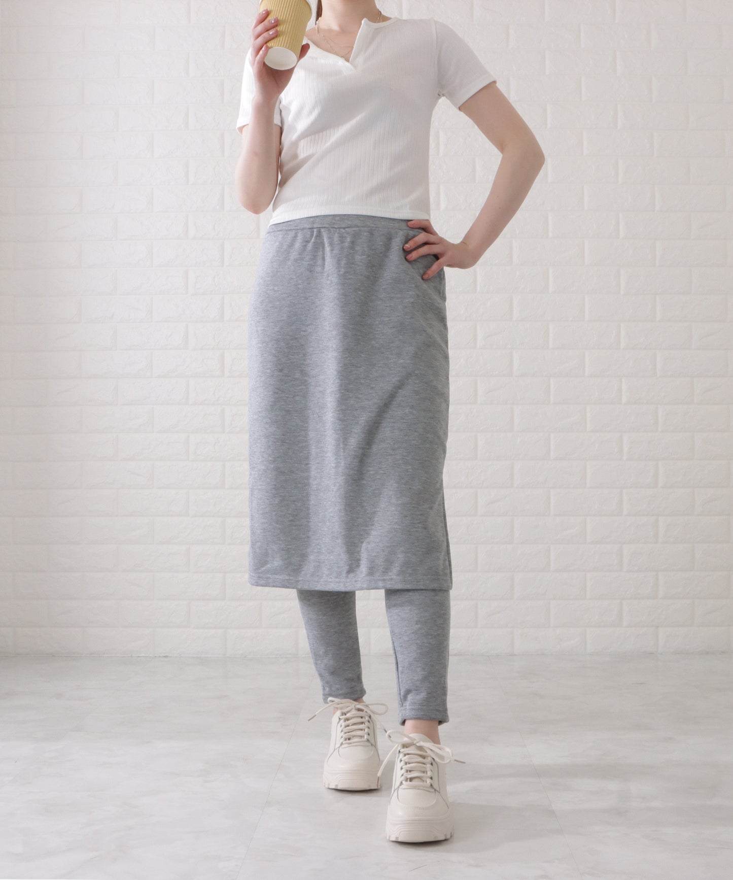 シンプルストレッチニットスカート付きレギンス