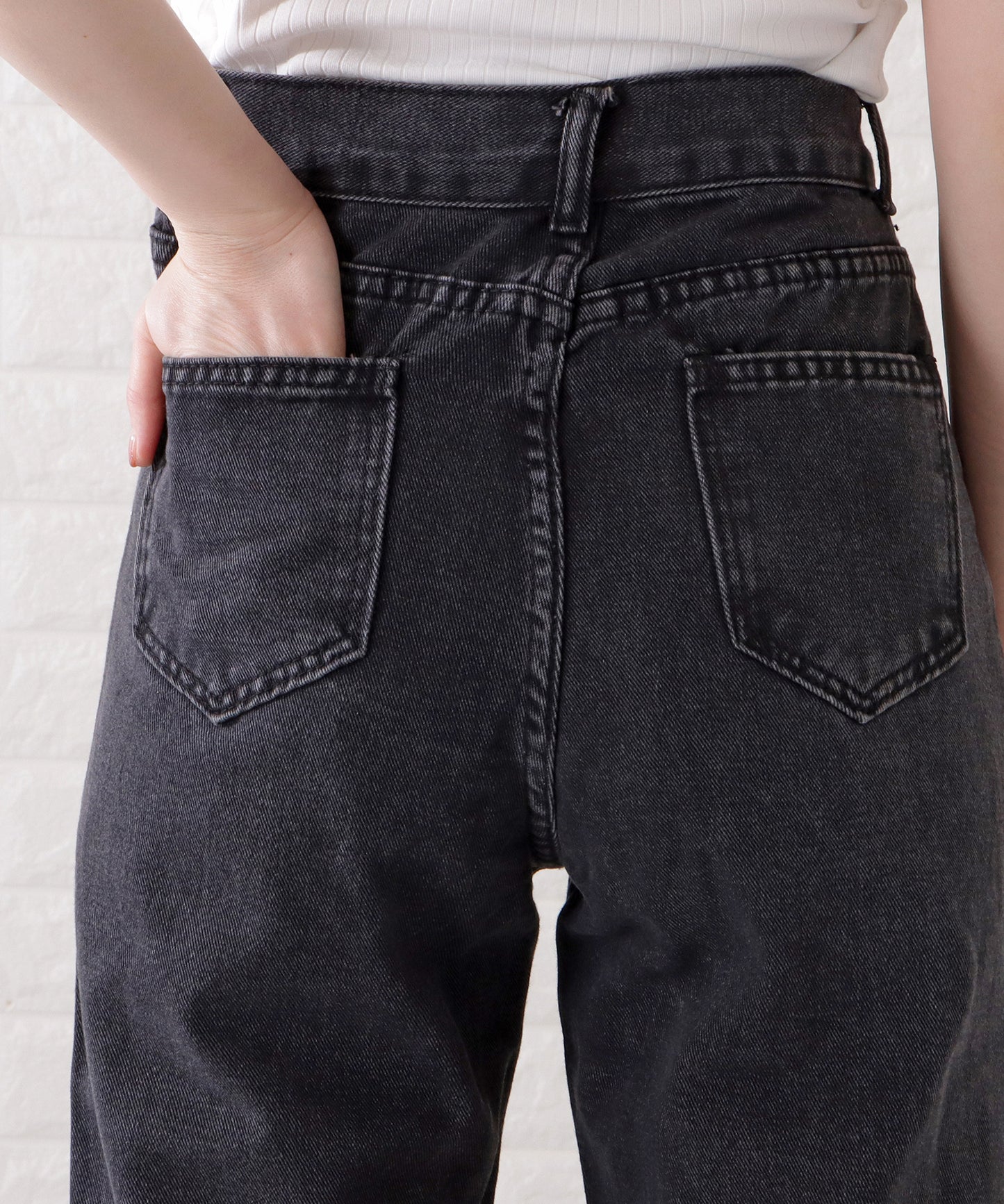 ハイウエストレイヤードワイドデニムパンツ