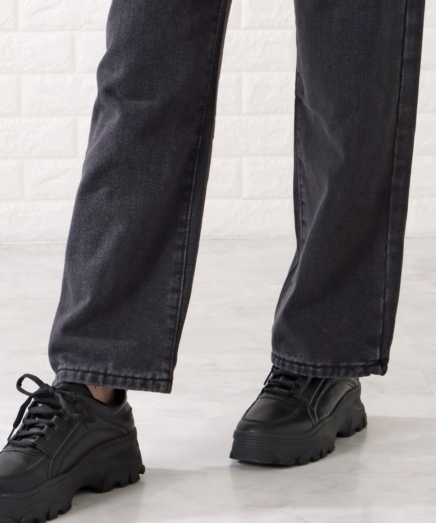 ハイウエストレイヤードワイドデニムパンツ