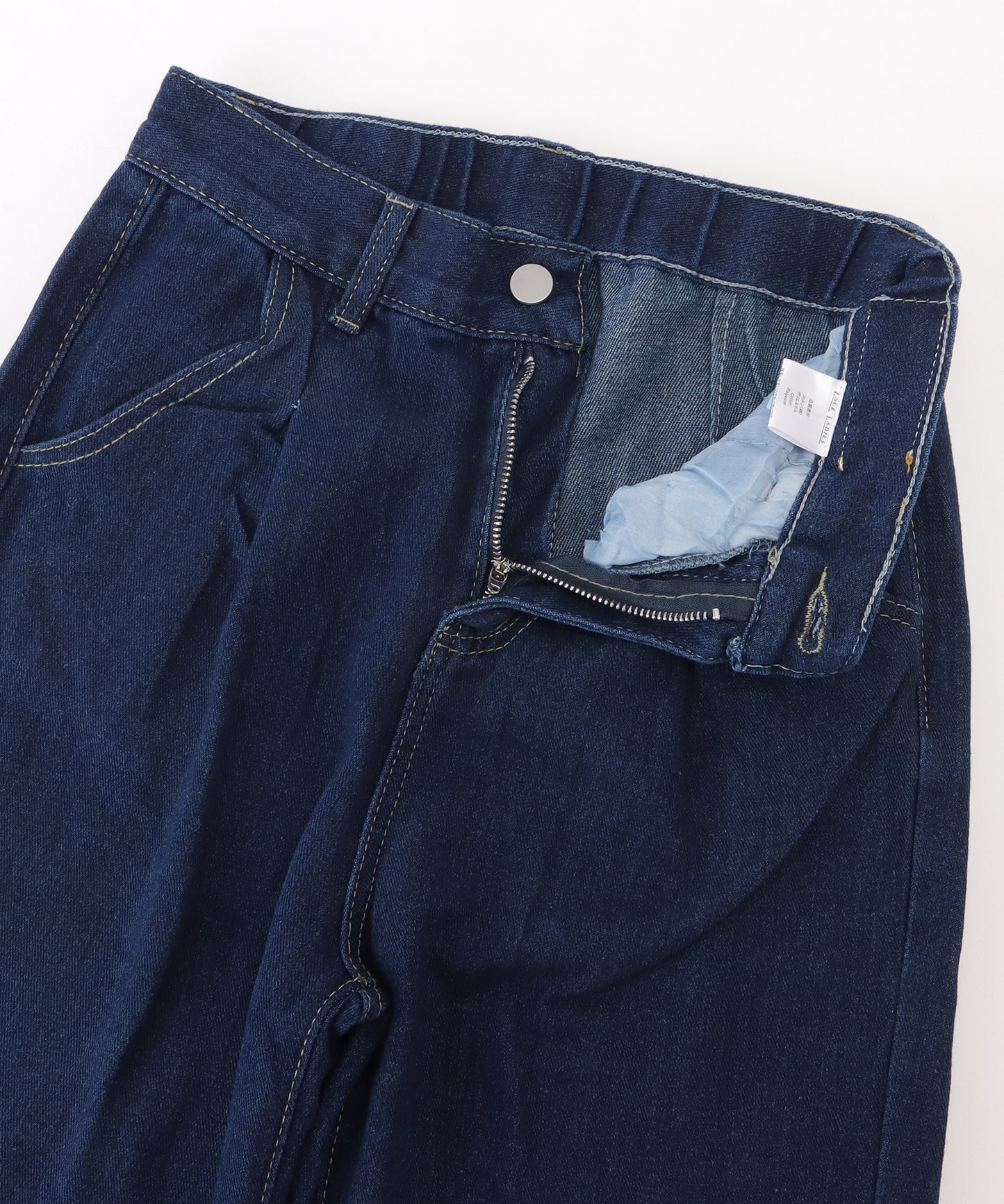 タック入りハーフゴムデニムパンツ