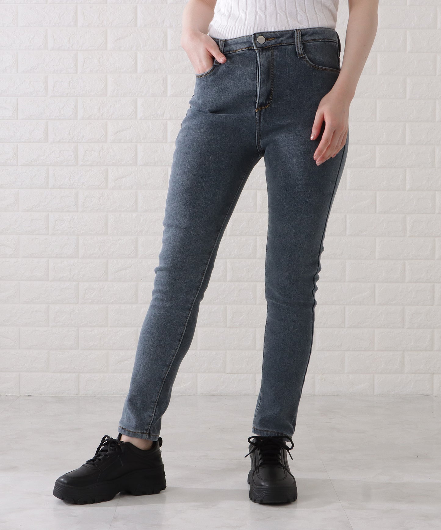 裏シャギーあったかデニムパンツ