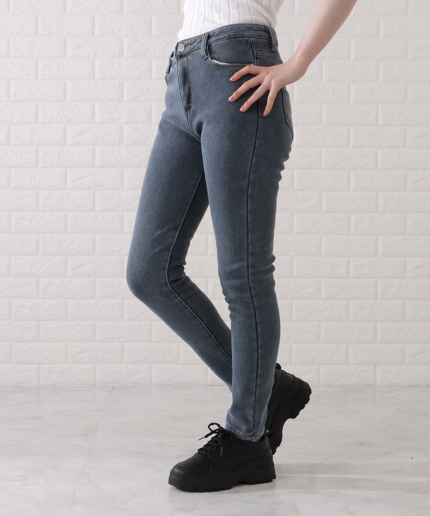 裏シャギーあったかデニムパンツ