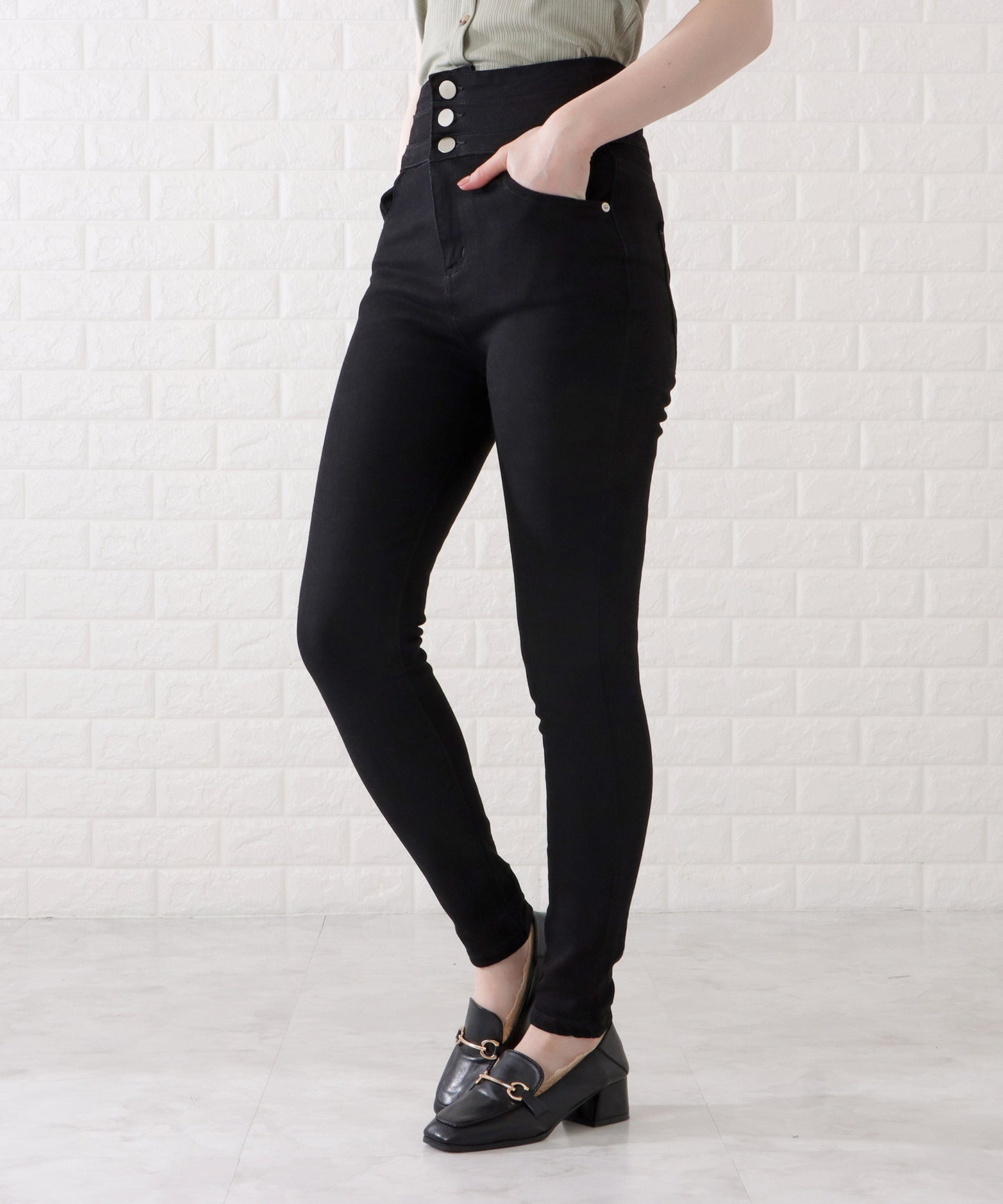 ハイウエストストレッチデニムパンツ